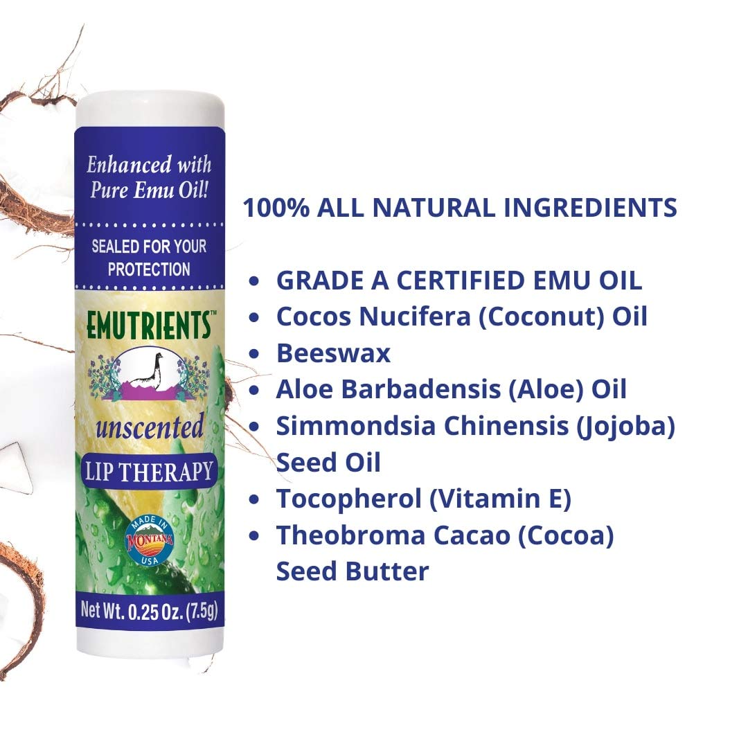 Montana Emu Ranch Lip Therapy Balm – Unscented, 0.25oz, 3-Pack