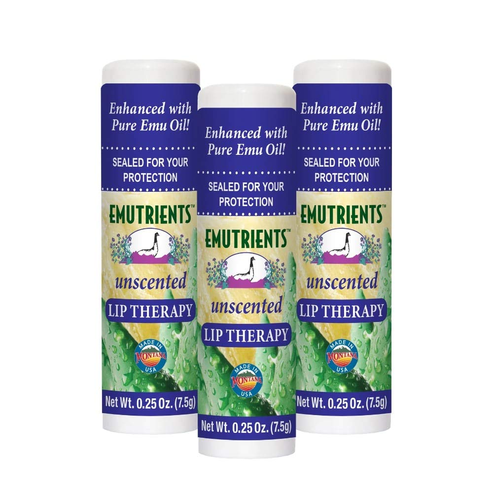 Montana Emu Ranch Lip Therapy Balm – Unscented, 0.25oz, 3-Pack