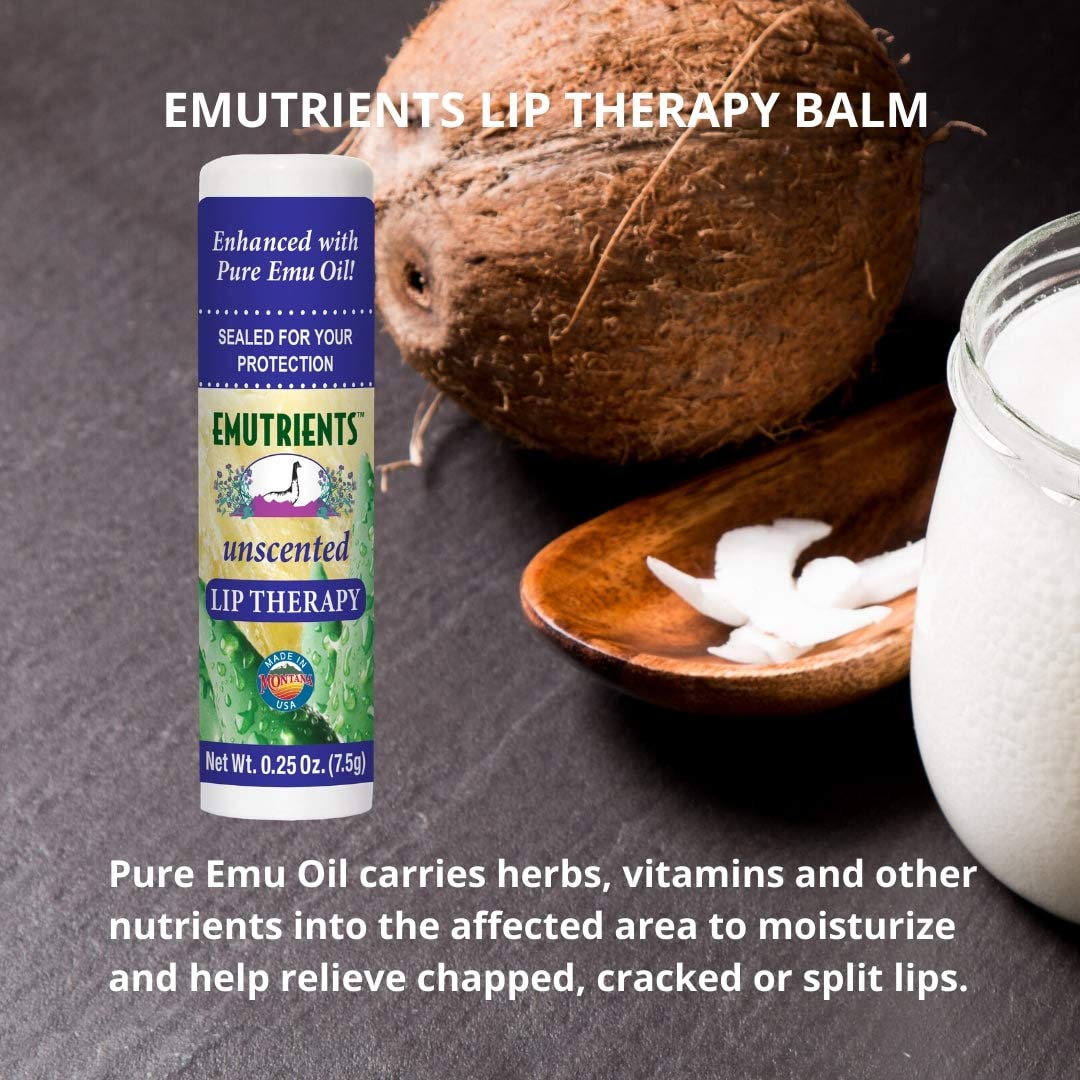 Montana Emu Ranch Lip Therapy Balm – Unscented, 0.25oz, 3-Pack