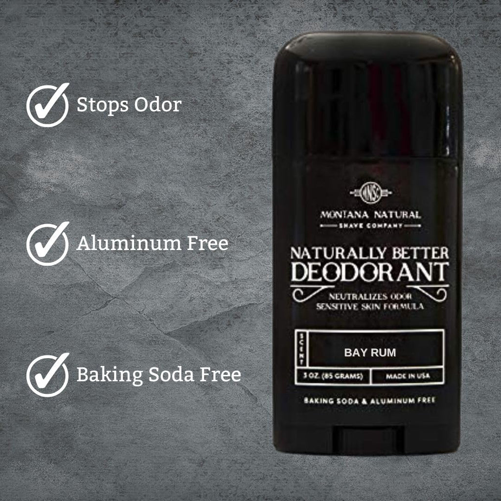 Montana Natural Shave Co. MNSC Bay Rum Deodorant – Magnesium & Activated Charcoal, Aluminum-Free & Baking-Soda-Free (Pack of 2)