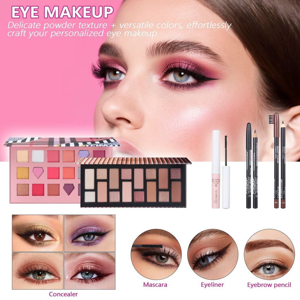 Moobirlet 27-in-1 Makeup Kit for Teens – Eyeshadow Palettes, Foundation, Concealer & Brushes