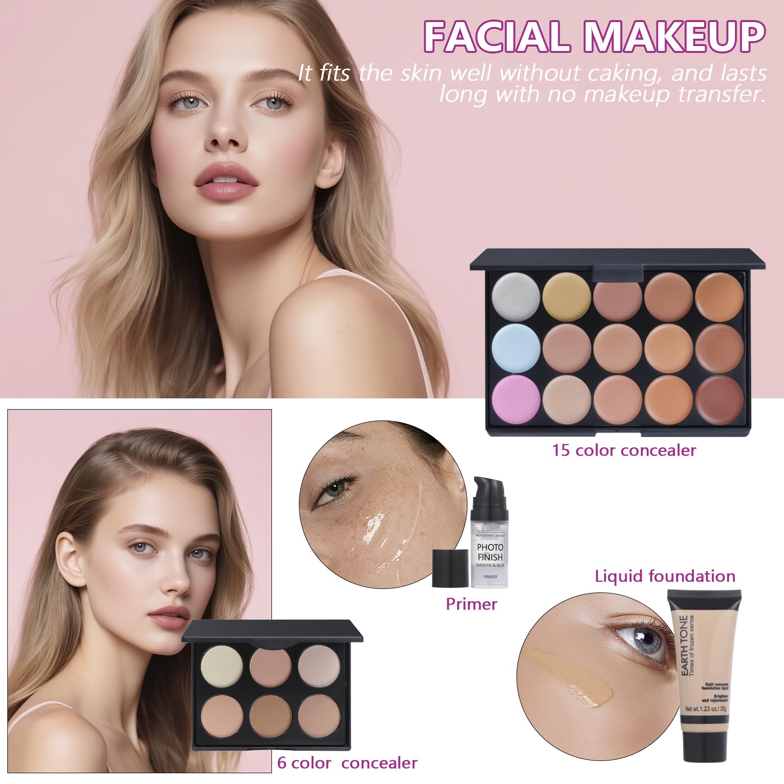 Moobirlet 27-in-1 Makeup Kit for Teens – Eyeshadow Palettes, Foundation, Concealer & Brushes