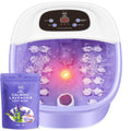 MoodRelish Foot Spa Bath Massager with Heat, Bubbles, Infrared Light & Lavender Soak – 16 oz, 22 Rollers, Purple