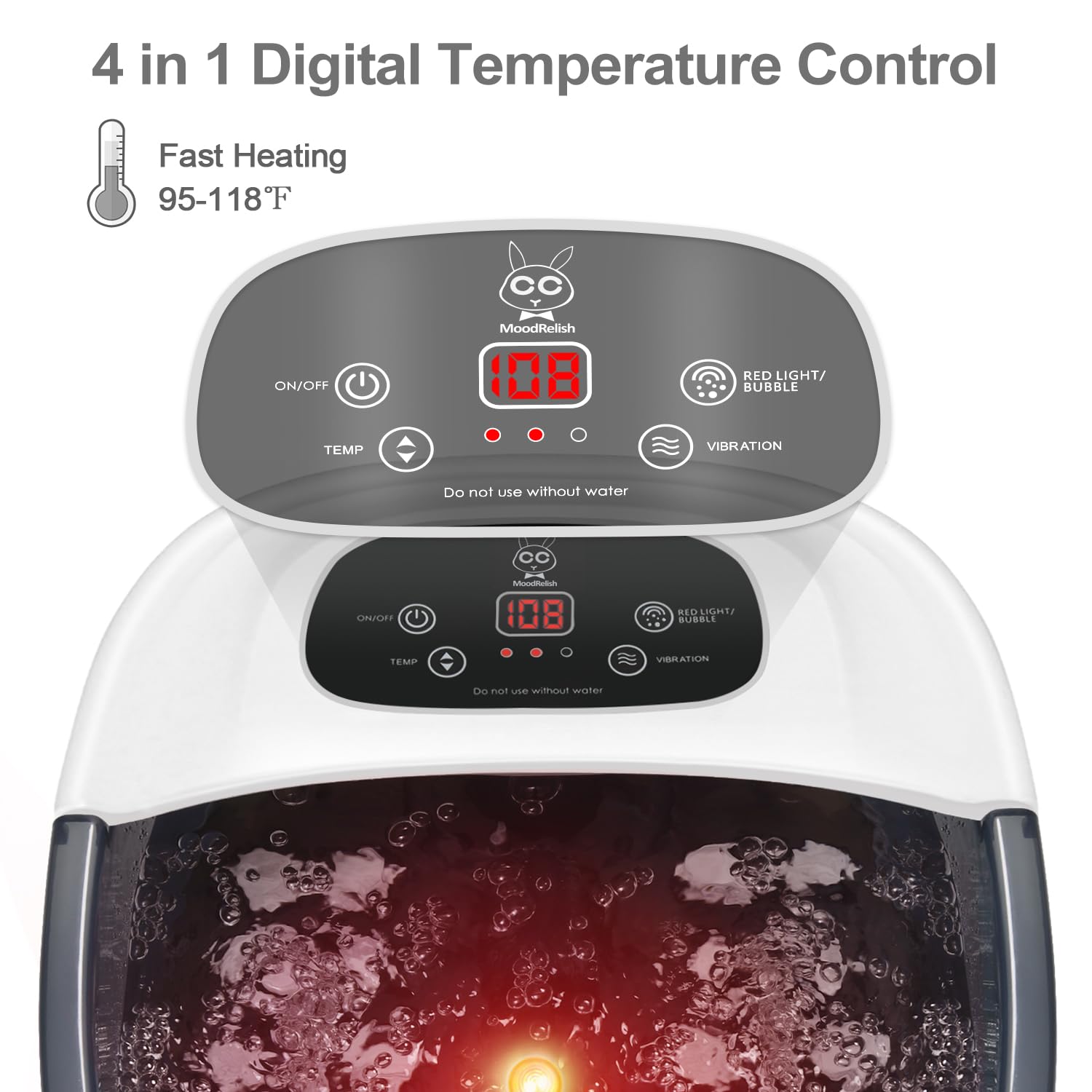MoodRelish Foot Spa Bath Massager with Heat, Bubbles & Jets | Lavender Epsom Salt Soak 16 oz, Infrared Light, 22 Rollers, Adjustable Temp – Grey