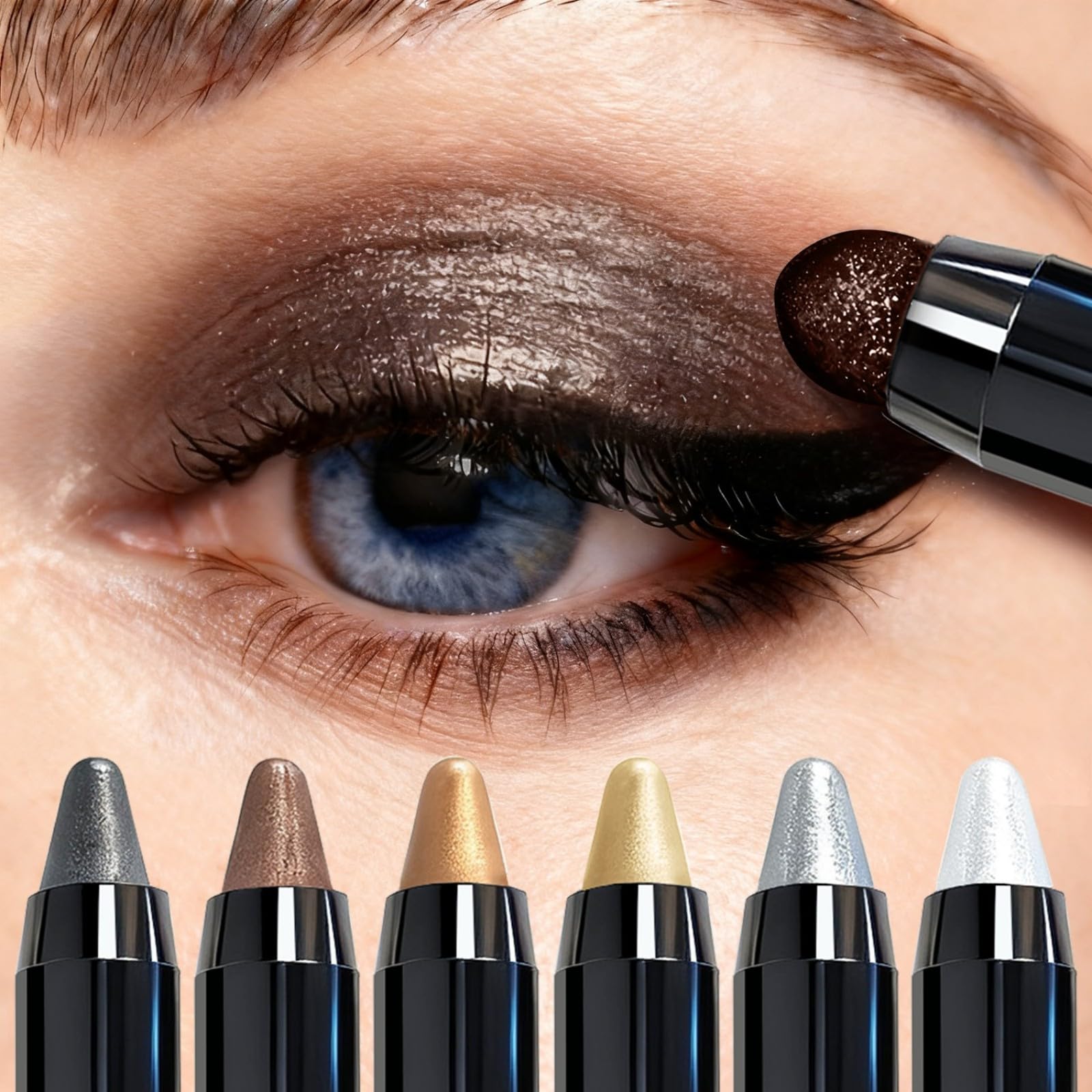MooGlamor 6 Pcs Eyeshadow Stick Set – Shimmer Retractable Eye Shadow Pens