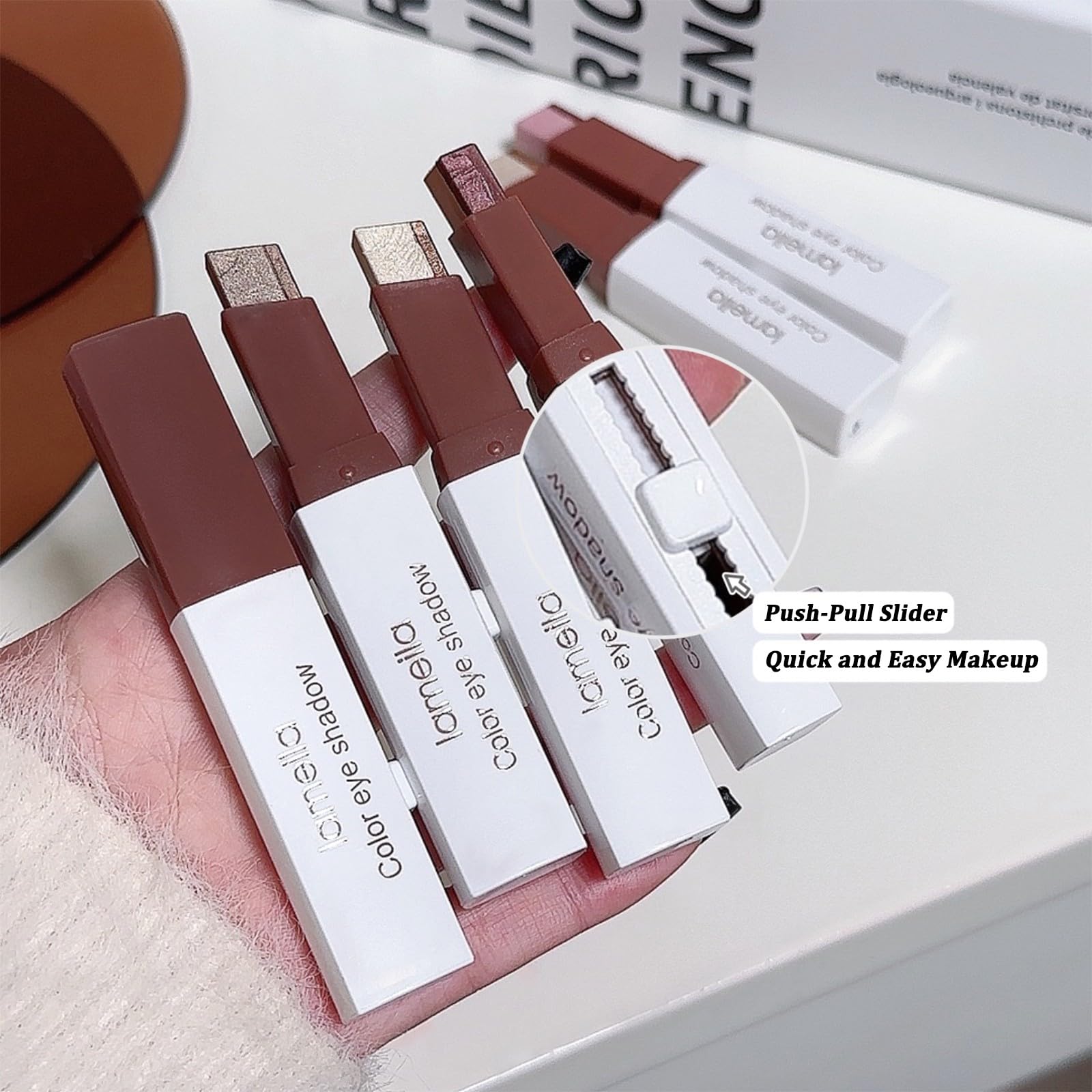 MooGlamor 6 Pcs Shimmery Eyeshadow Stick — Dual-Color Glitter Pencils, Waterproof & Retractable