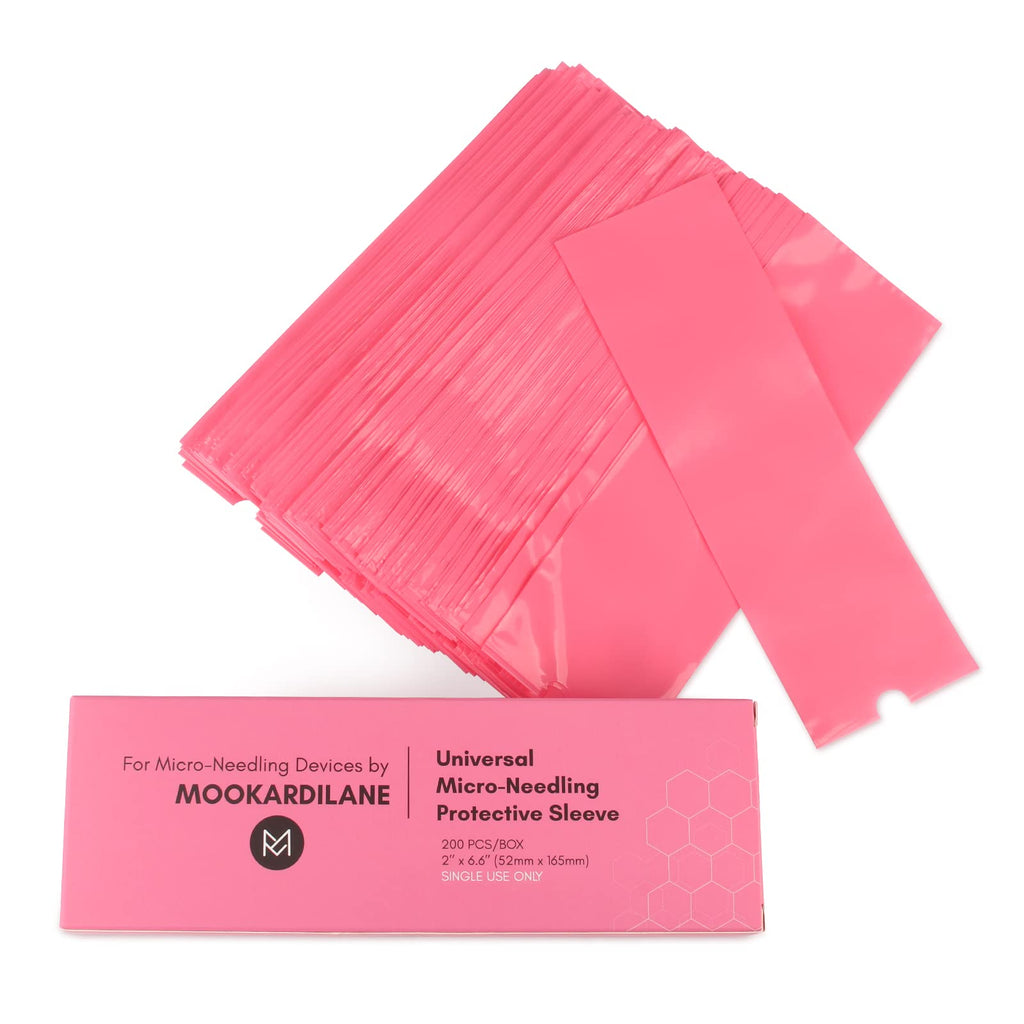 MOOKARDILANE Derma Care Pen Covers Sleeves – 200pcs Disposable Pink Pen Covers for Tattoo Machines