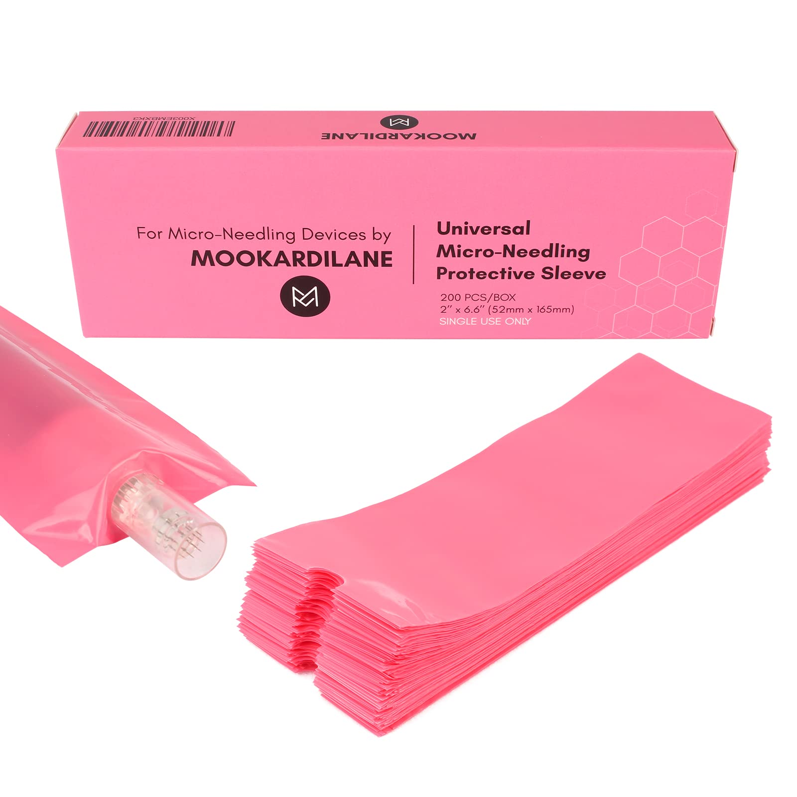 MOOKARDILANE Derma Care Pen Covers Sleeves – 200pcs Disposable Pink Pen Covers for Tattoo Machines
