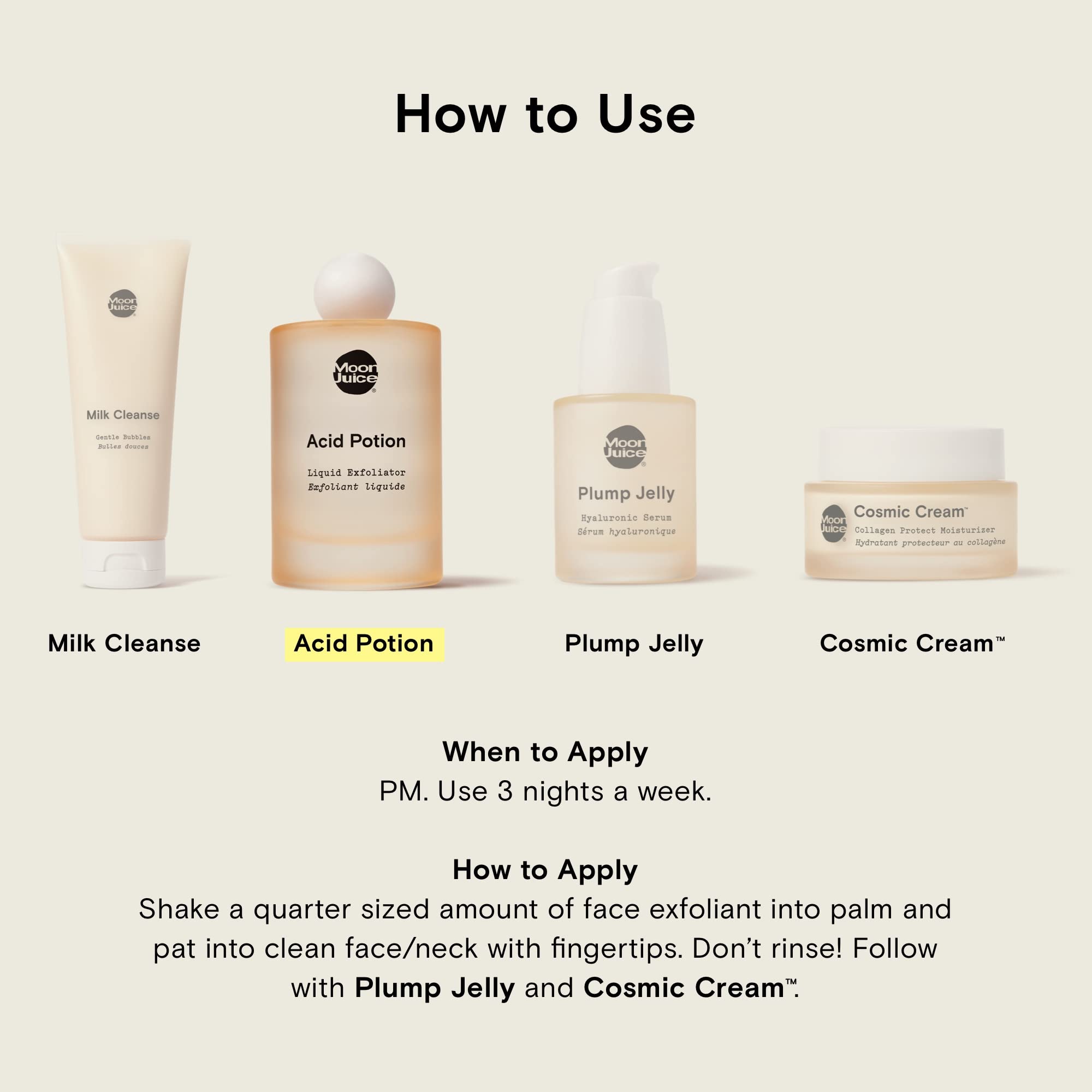 Moon Juice Acid Potion: Liquid Face Exfoliator with 25% AHA/BHA, Reishi & Niacinamide
