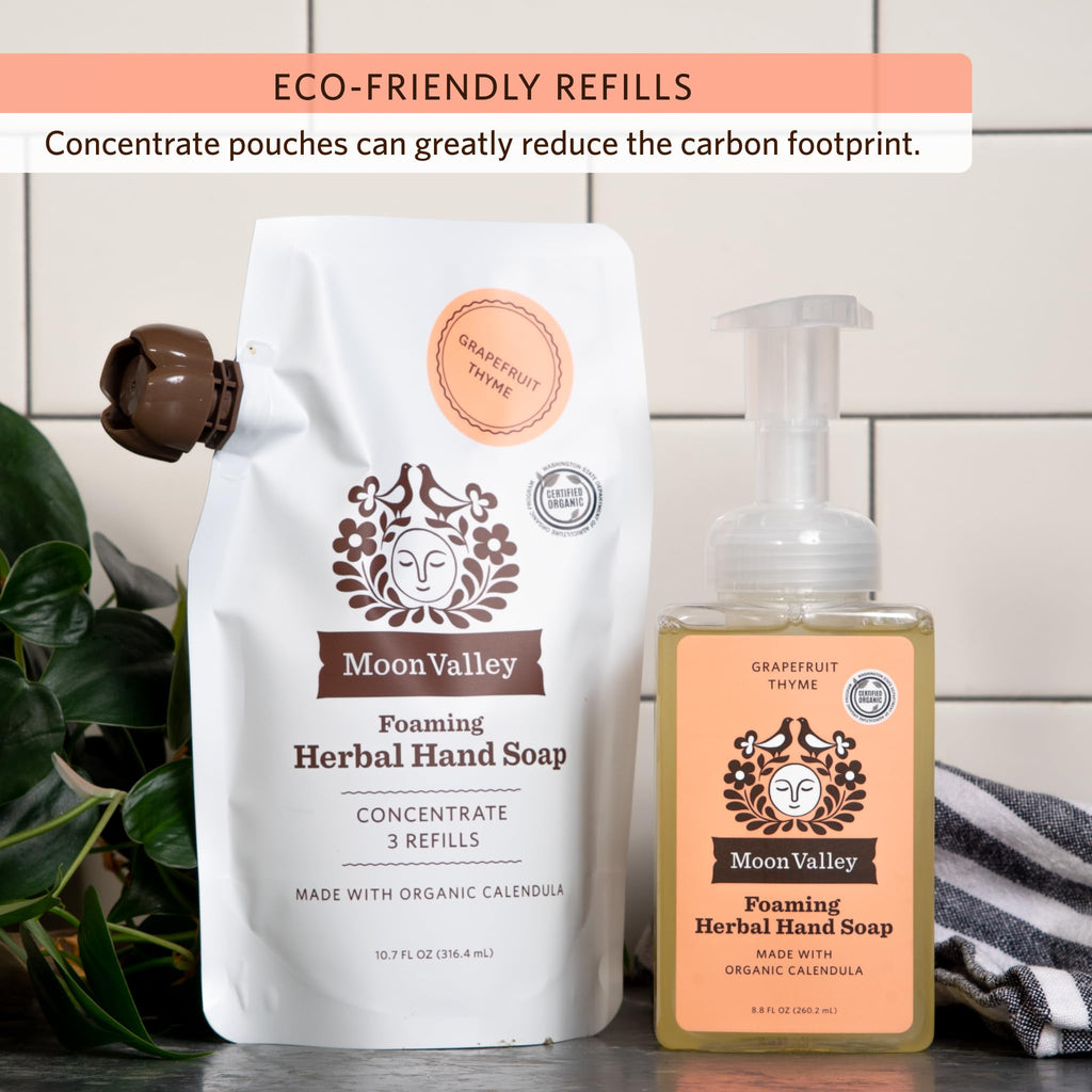 Moon Valley Foaming Hand Soap Refill Pouch Three-Pack — Lemon Rosemary, Mint Lavender, Grapefruit | Vegan & Non-GMO
