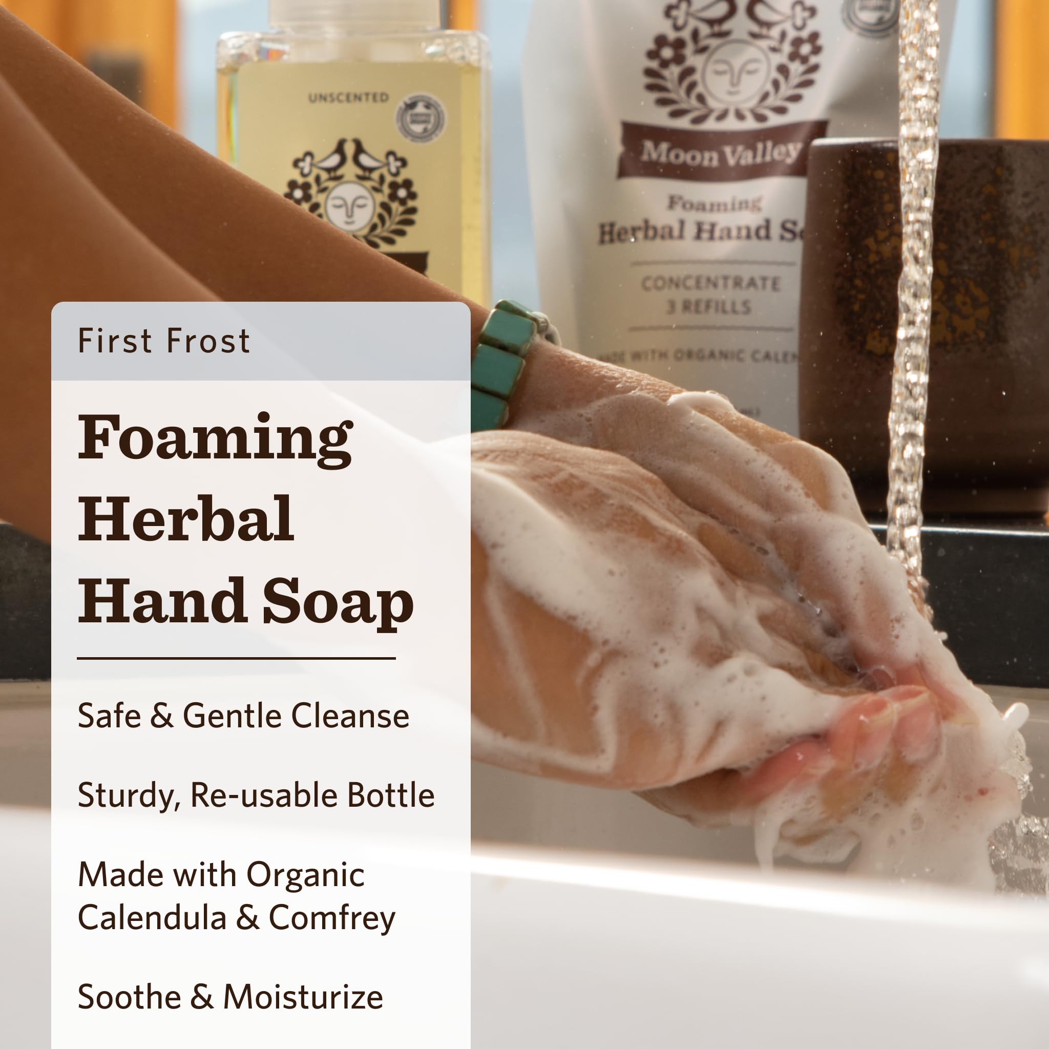 Moon Valley Organics Herbal Foaming Hand Soap – First Frost, Vegan, Recyclable Bottle (2-Pack)