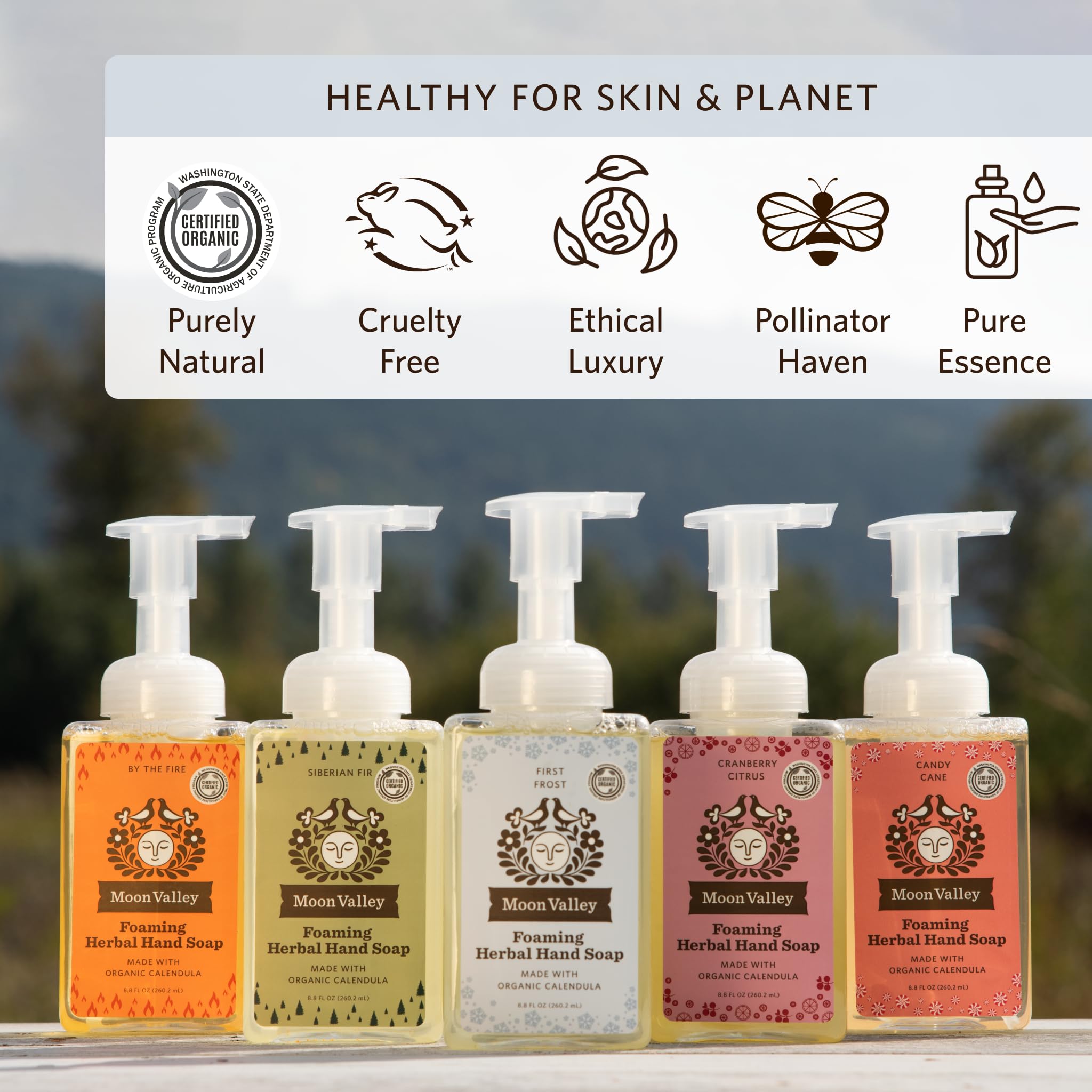 Moon Valley Organics Herbal Foaming Hand Soap – First Frost, Vegan, Recyclable Bottle (2-Pack)