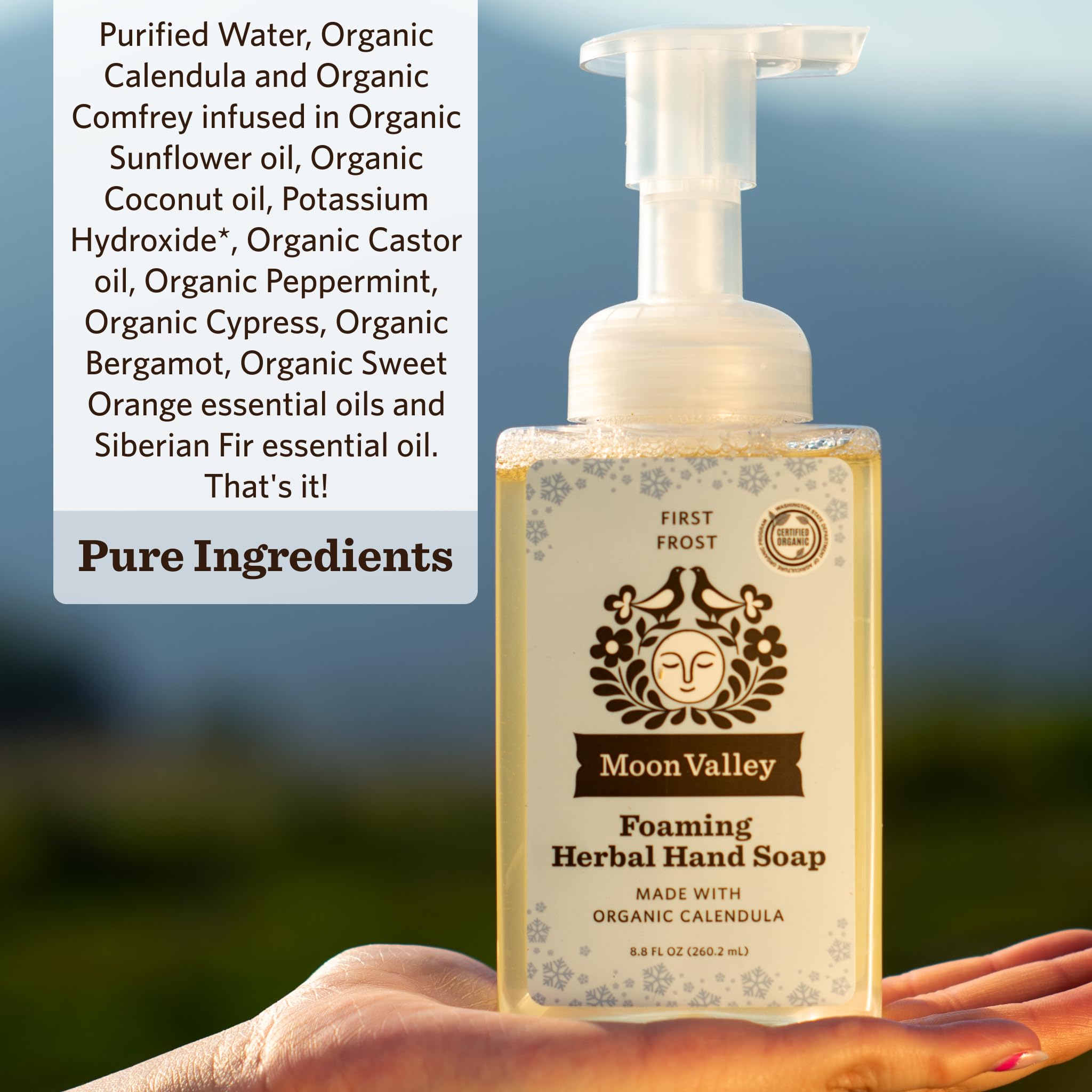 Moon Valley Organics Herbal Foaming Hand Soap – First Frost, Vegan, Recyclable Bottle (2-Pack)