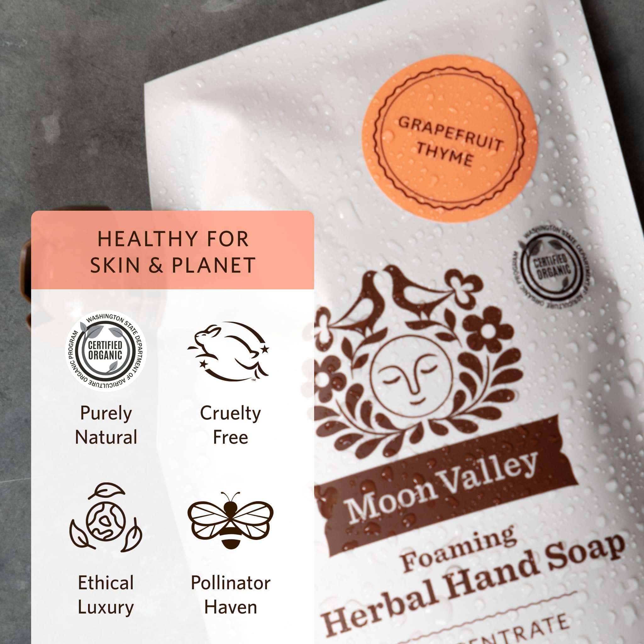Moon Valley Foaming Hand Soap Refill Pouch Three-Pack — Lemon Rosemary, Mint Lavender, Grapefruit | Vegan & Non-GMO