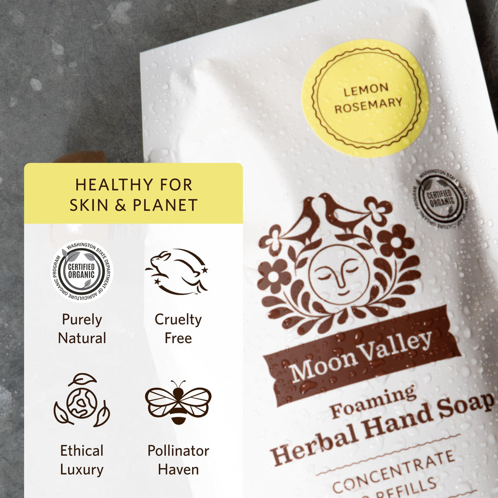 Moon Valley Organics Lemon Rosemary Foaming Hand Soap Refill Pouch – Two-Pack (Vegan, Non-GMO)