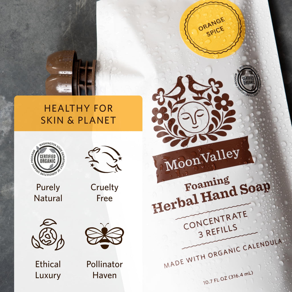 Moon Valley Foaming Hand Soap Refill Pouch – Orange Spice 2-Pack | Vegan & Non-GMO