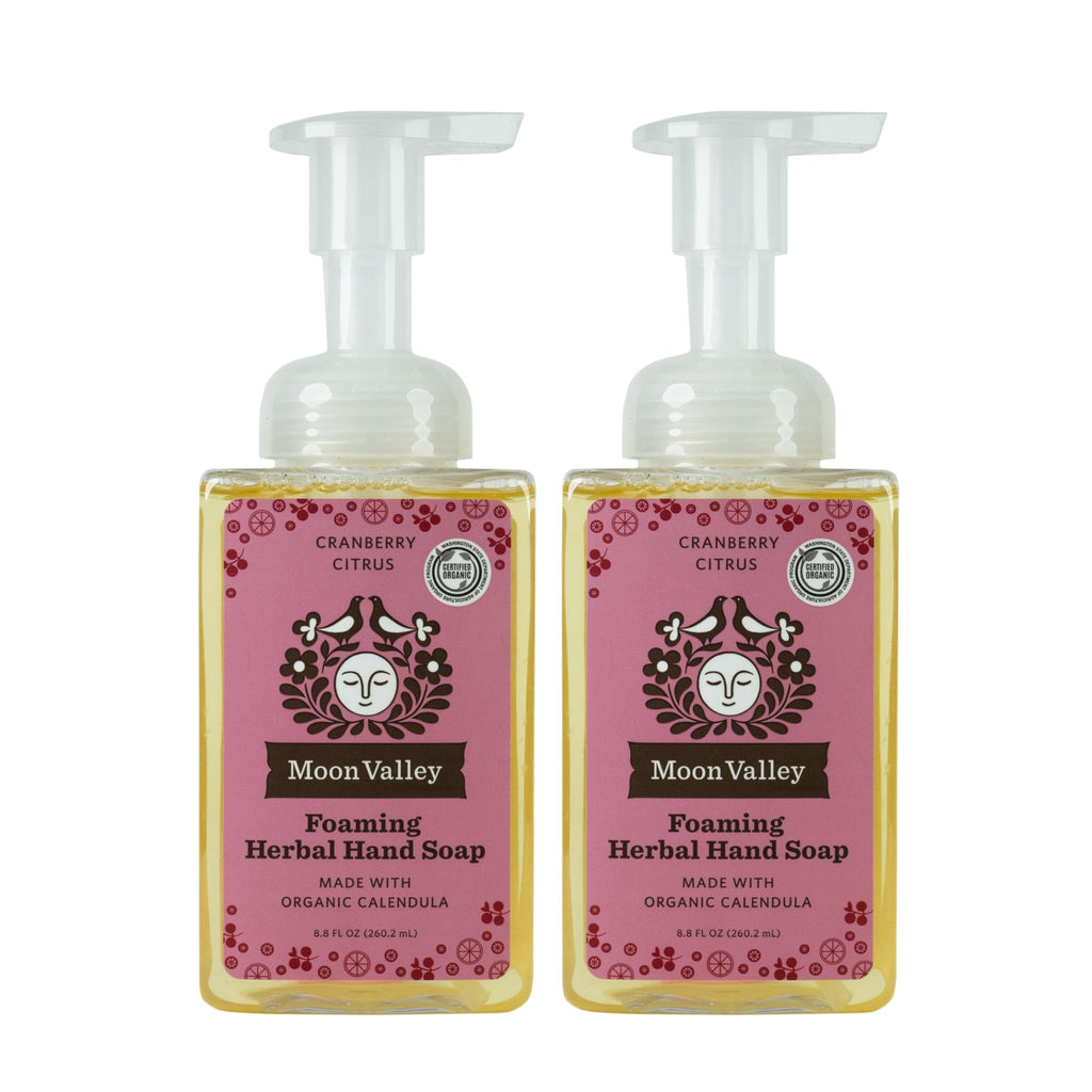 Moon Valley Organics Herbal Foaming Hand Soap – Cranberry Citrus, Vegan, Recyclable Bottle (2-Pack)