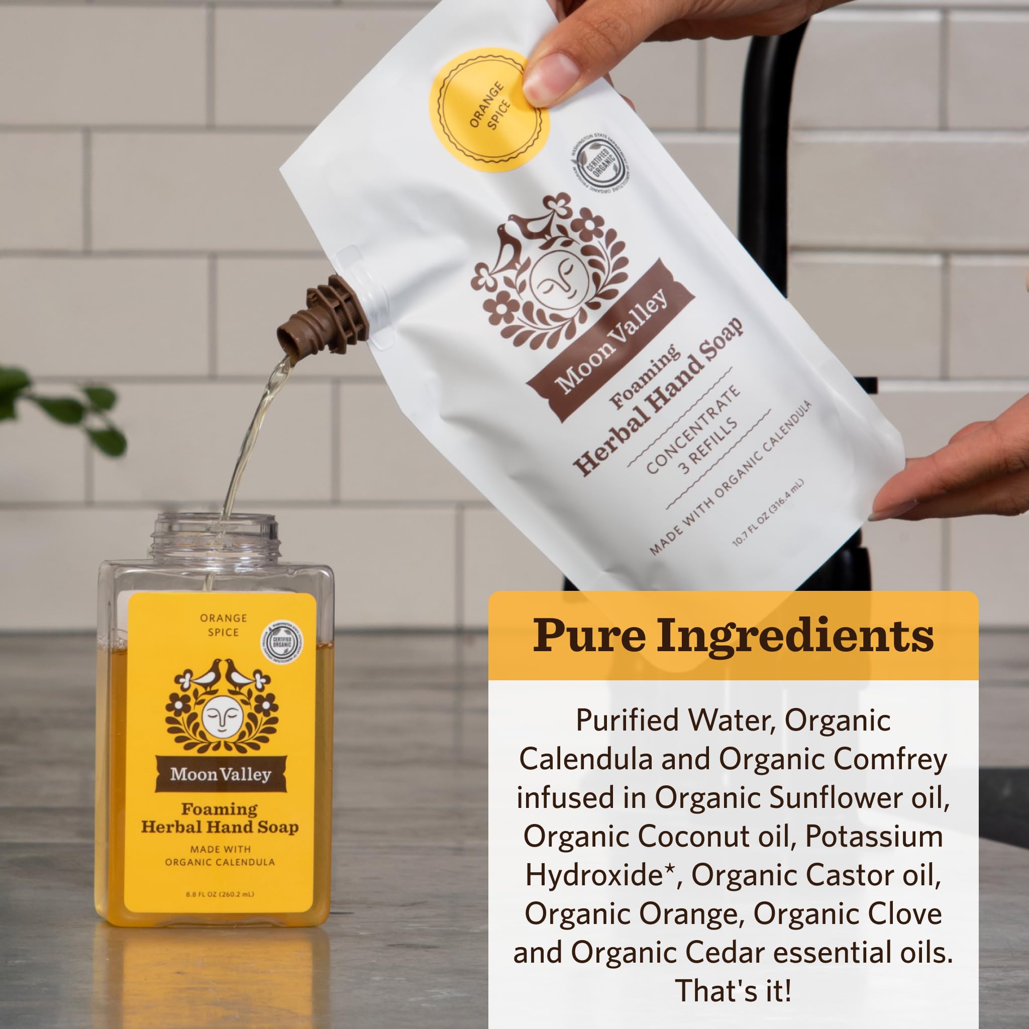 Moon Valley Foaming Hand Soap Refill Pouch – Orange Spice 2-Pack | Vegan & Non-GMO