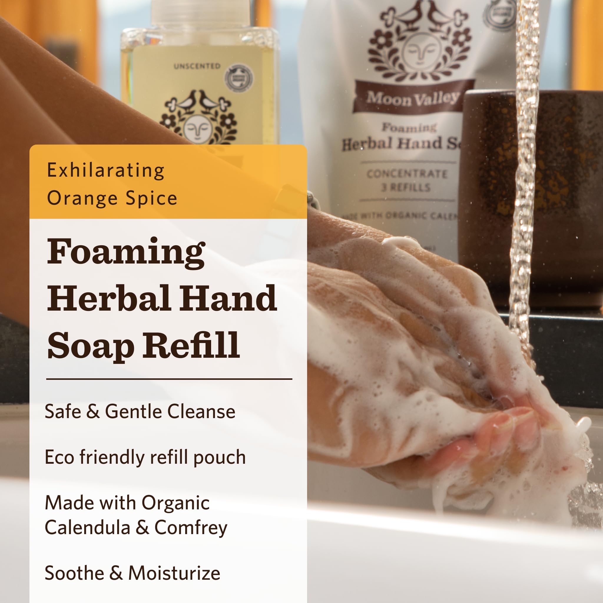 Moon Valley Foaming Hand Soap Refill Pouch – Orange Spice 2-Pack | Vegan & Non-GMO