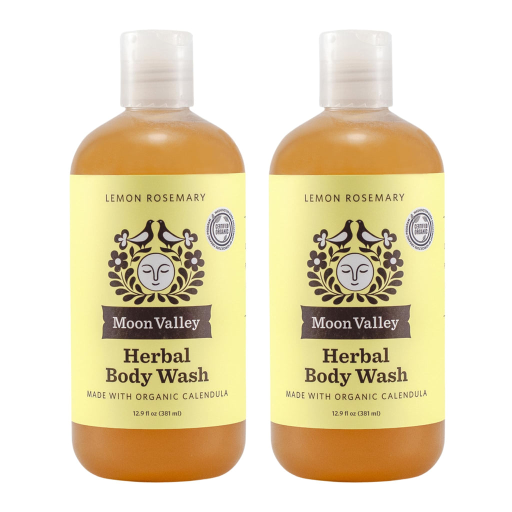 Moon Valley Organics Lemon Rosemary Herbal Body Wash – All Natural, Vegan, Two Pack