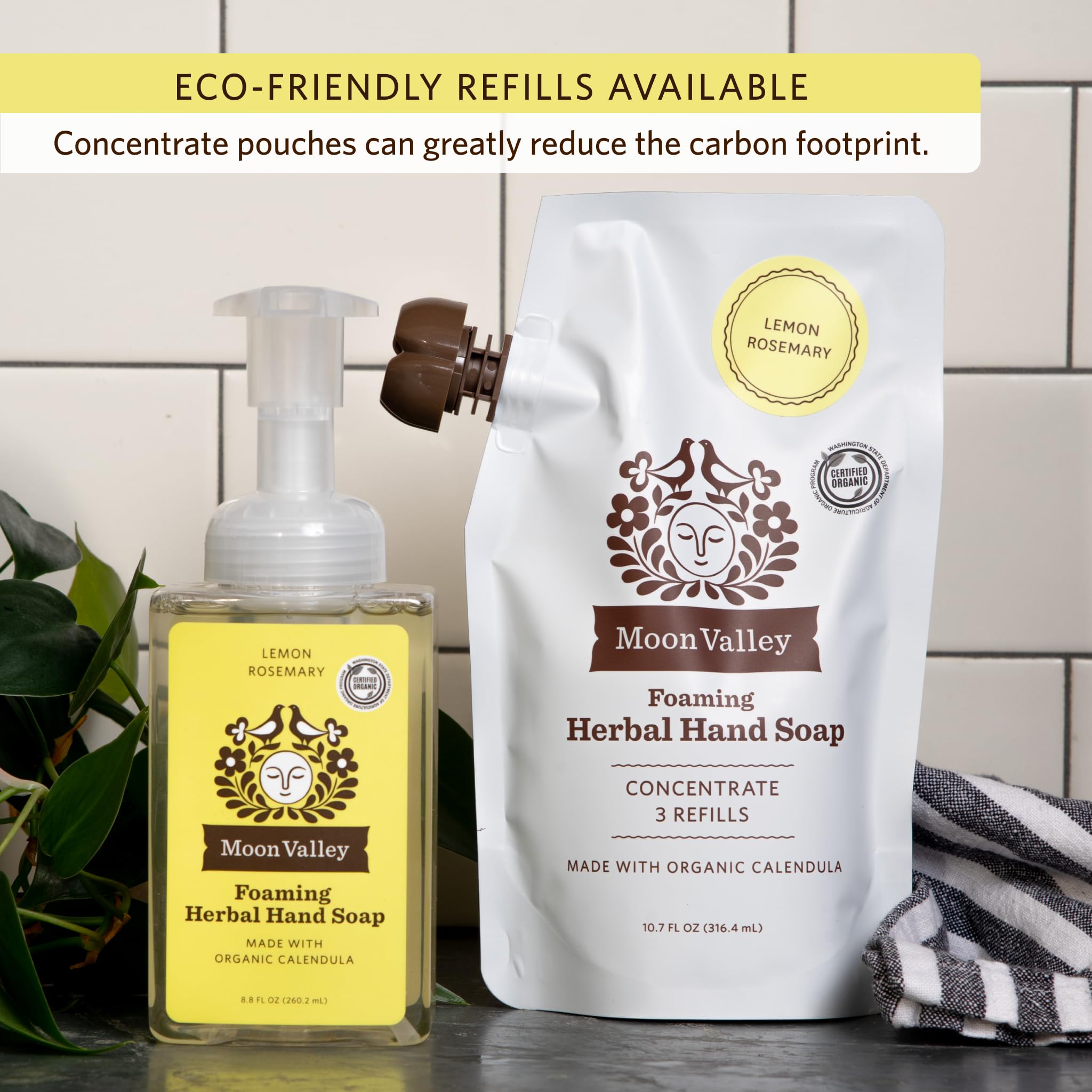 Moon Valley Organics Lemon Rosemary Foaming Hand Soap – Two Pack, Vegan & Recyclable Bottles