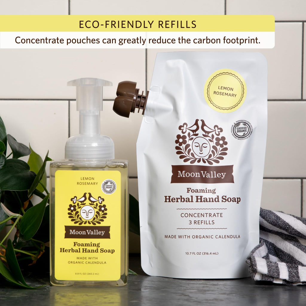Moon Valley Organics Lemon Rosemary Foaming Hand Soap Refill Pouch – Two-Pack (Vegan, Non-GMO)