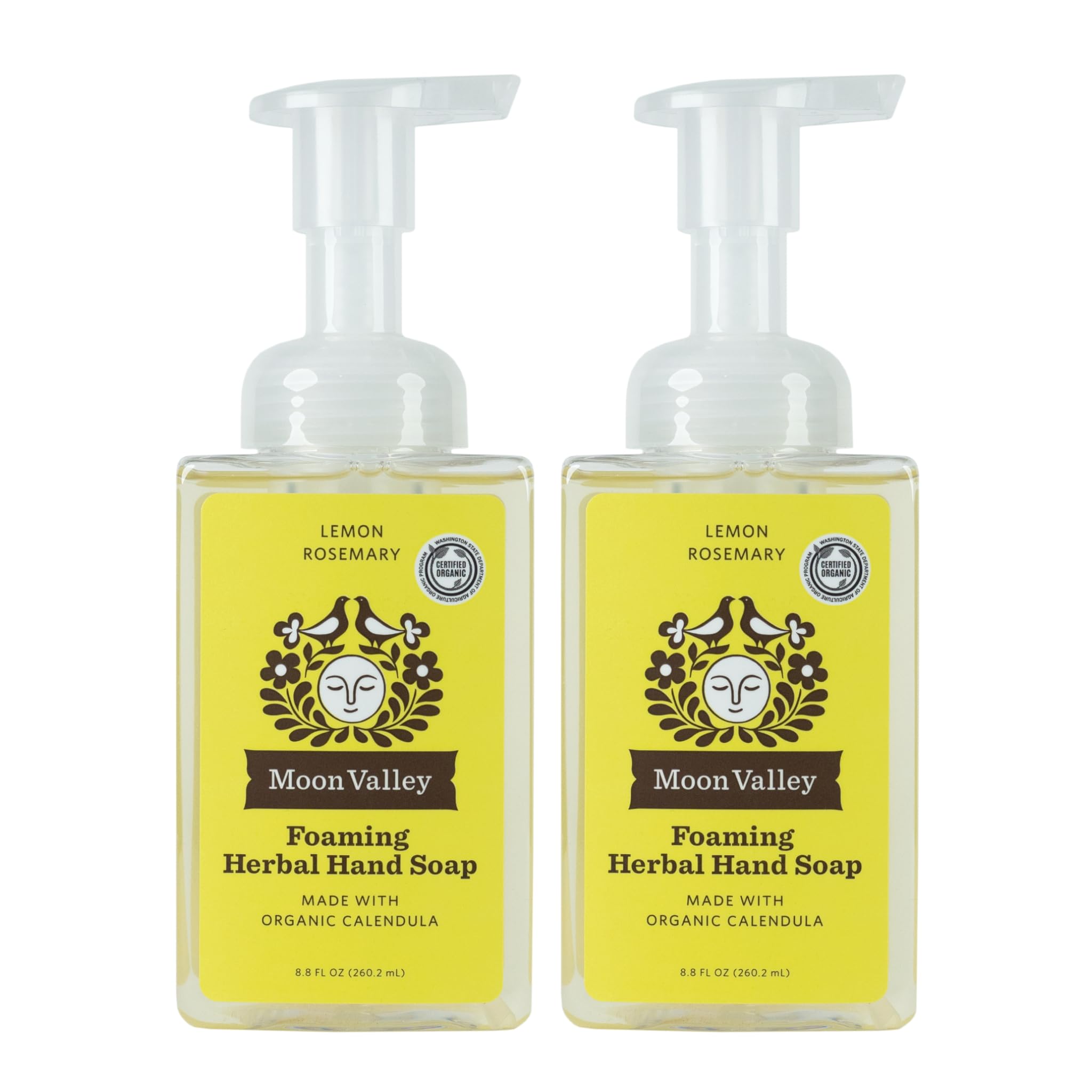 Moon Valley Organics Lemon Rosemary Foaming Hand Soap – Two Pack, Vegan & Recyclable Bottles