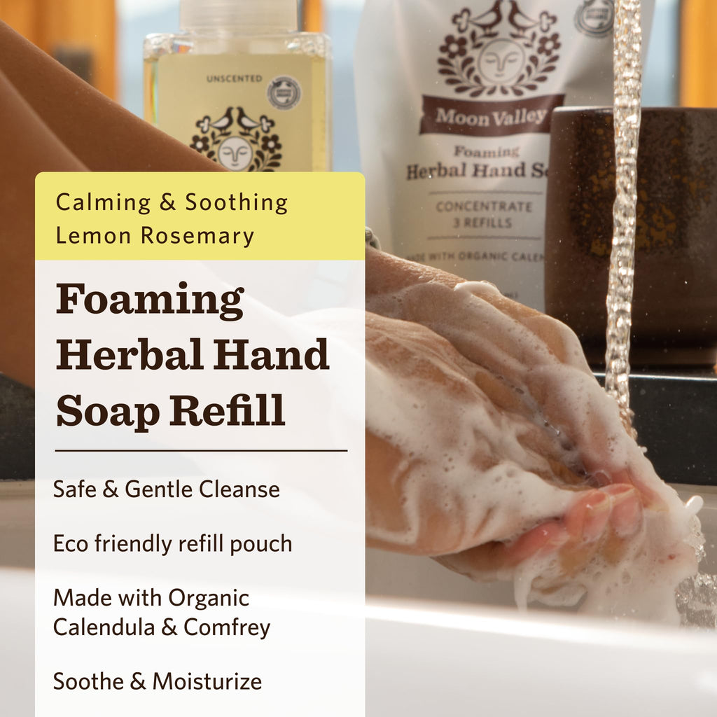 Moon Valley Organics Lemon Rosemary Foaming Hand Soap Refill Pouch – Two-Pack (Vegan, Non-GMO)