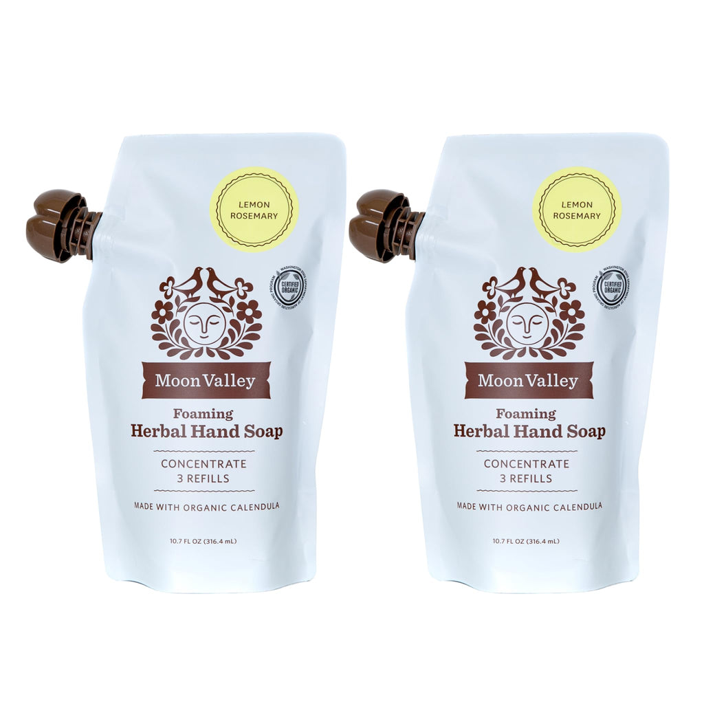 Moon Valley Organics Lemon Rosemary Foaming Hand Soap Refill Pouch – Two-Pack (Vegan, Non-GMO)