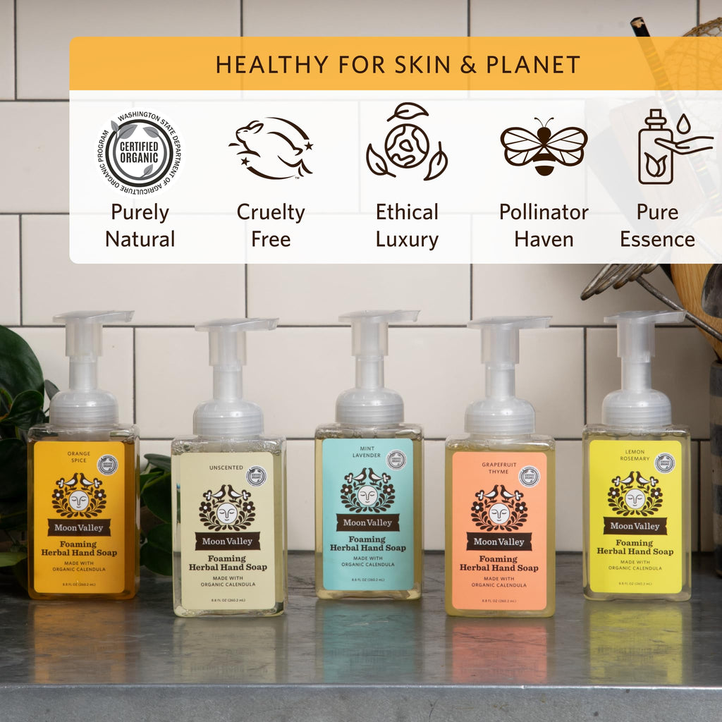 Moon Valley Organics Orange Spice Foaming Hand Soap – 2-Pack, Vegan & Recyclable Bottles