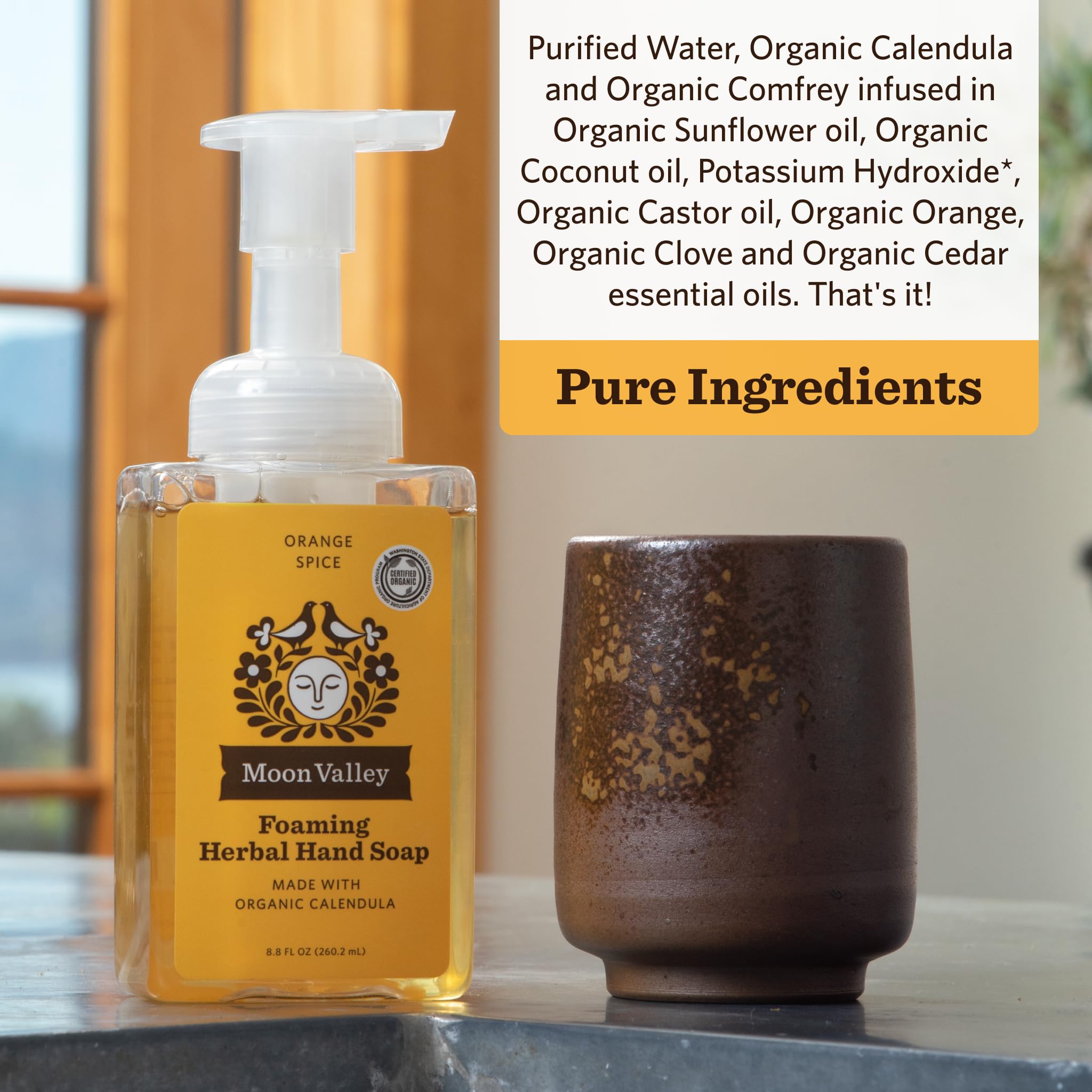 Moon Valley Organics Orange Spice Foaming Hand Soap – 2-Pack, Vegan & Recyclable Bottles