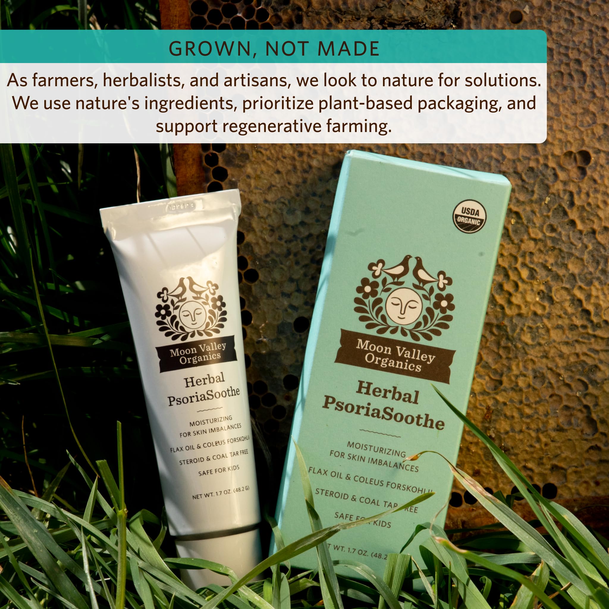 Moon Valley Organics Herbal PsoriaSoothe with Flax Oil, Beeswax & Aloe Vera – Natural Moisturizing Salve