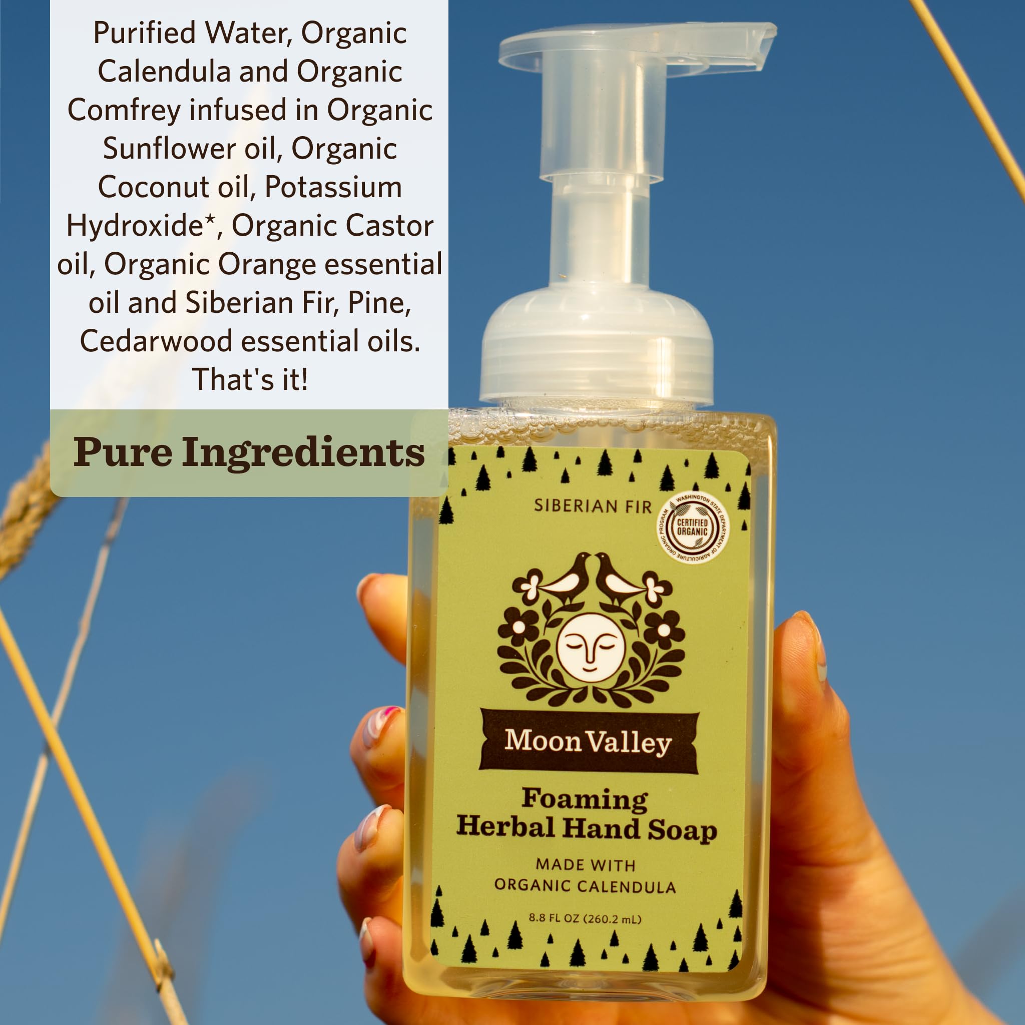 Moon Valley Organics Siberian Fir Foaming Hand Soap – Two-Pack, Vegan, Organic, Recyclable Bottles