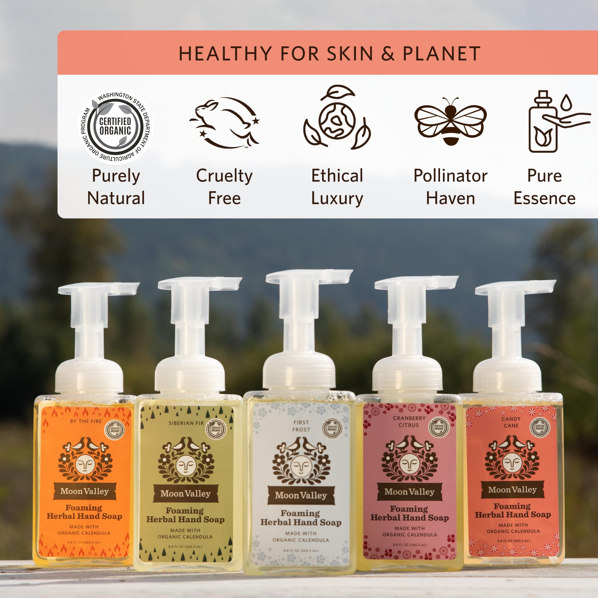 Moon Valley Organics Moon Valley Herbal Foaming Hand Soap – By the Fire, 2-Pack, Recyclable Bottle