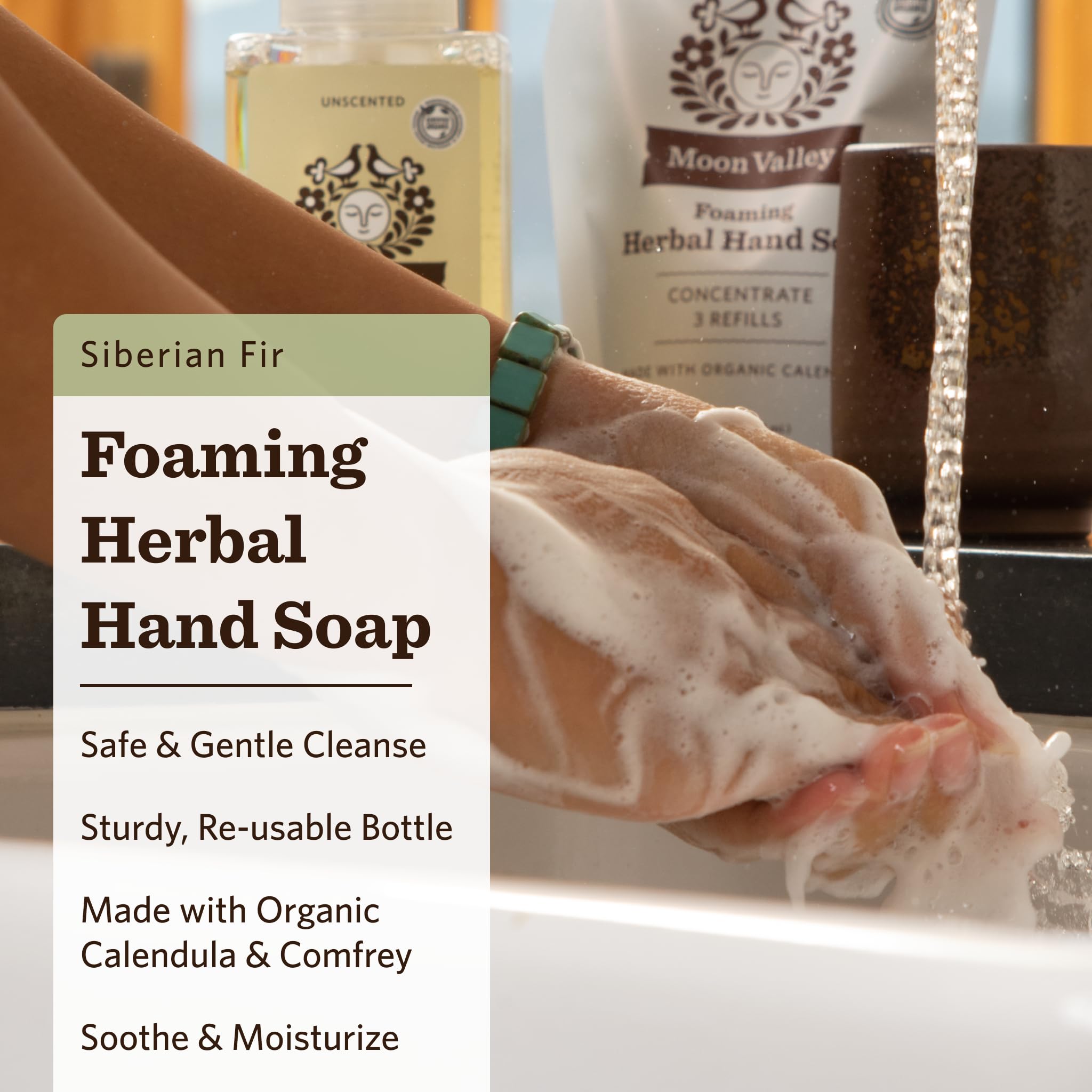 Moon Valley Organics Siberian Fir Foaming Hand Soap – Two-Pack, Vegan, Organic, Recyclable Bottles