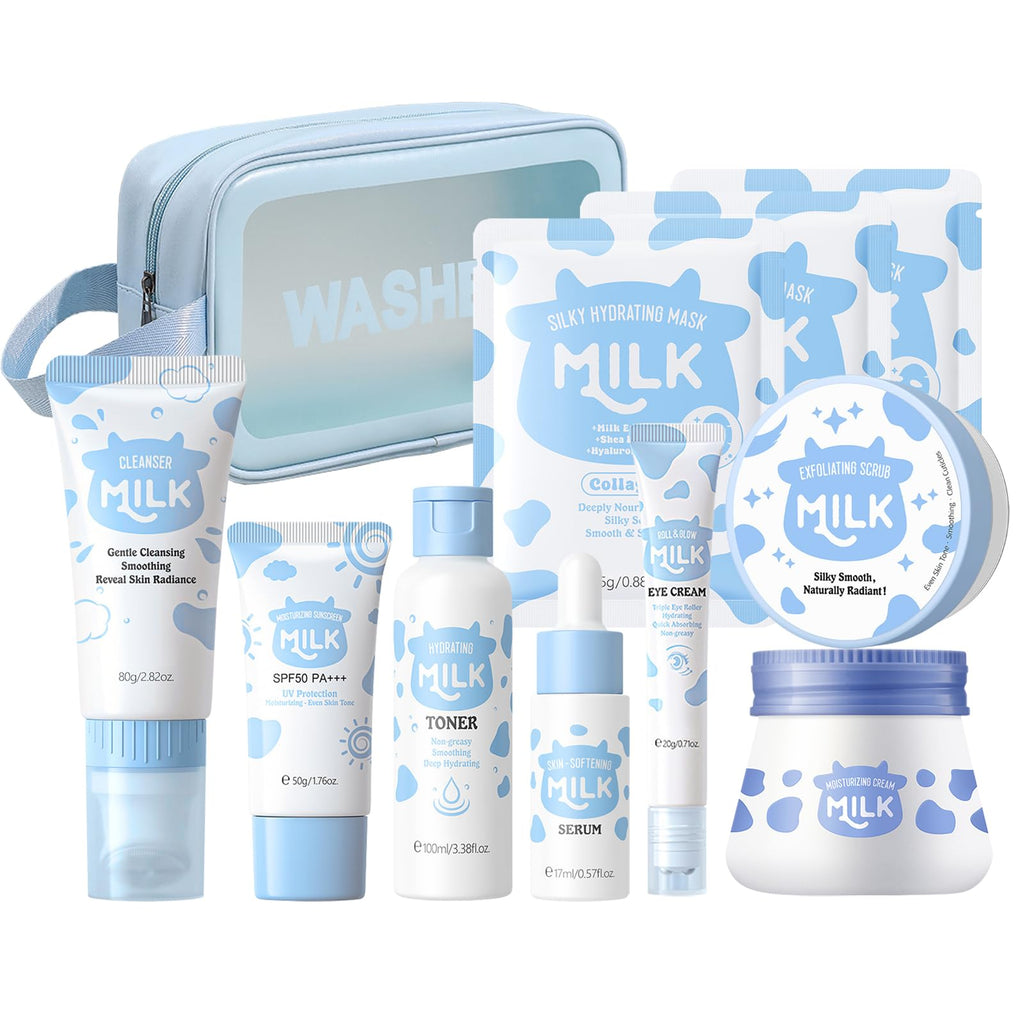 MOONGAZE Milk Skincare Set 11-in-1 for Kids & Teens – Gentle Hydration Kit