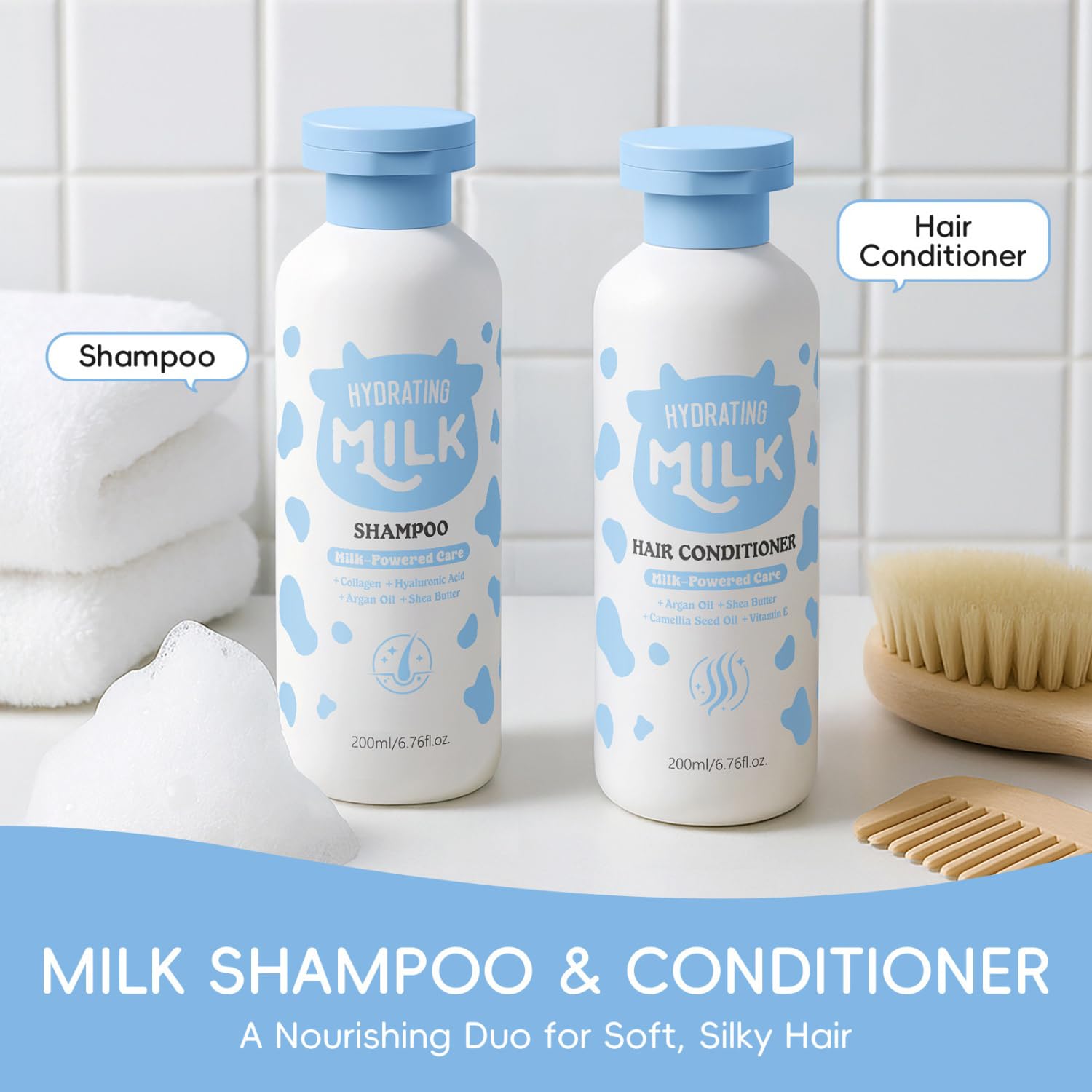 MOONGAZE Milk Skincare Set 5-in-1 for Kids & Teens (8-12) – Gentle Bath & Hair Care