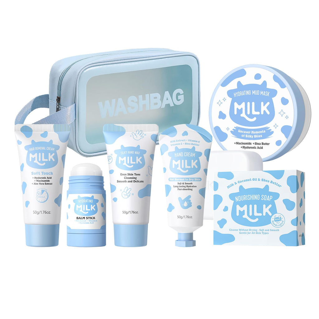 MOONGAZE Milk Skincare Set 7-in-1 for Kids & Teens | Gentle Bathing Kit