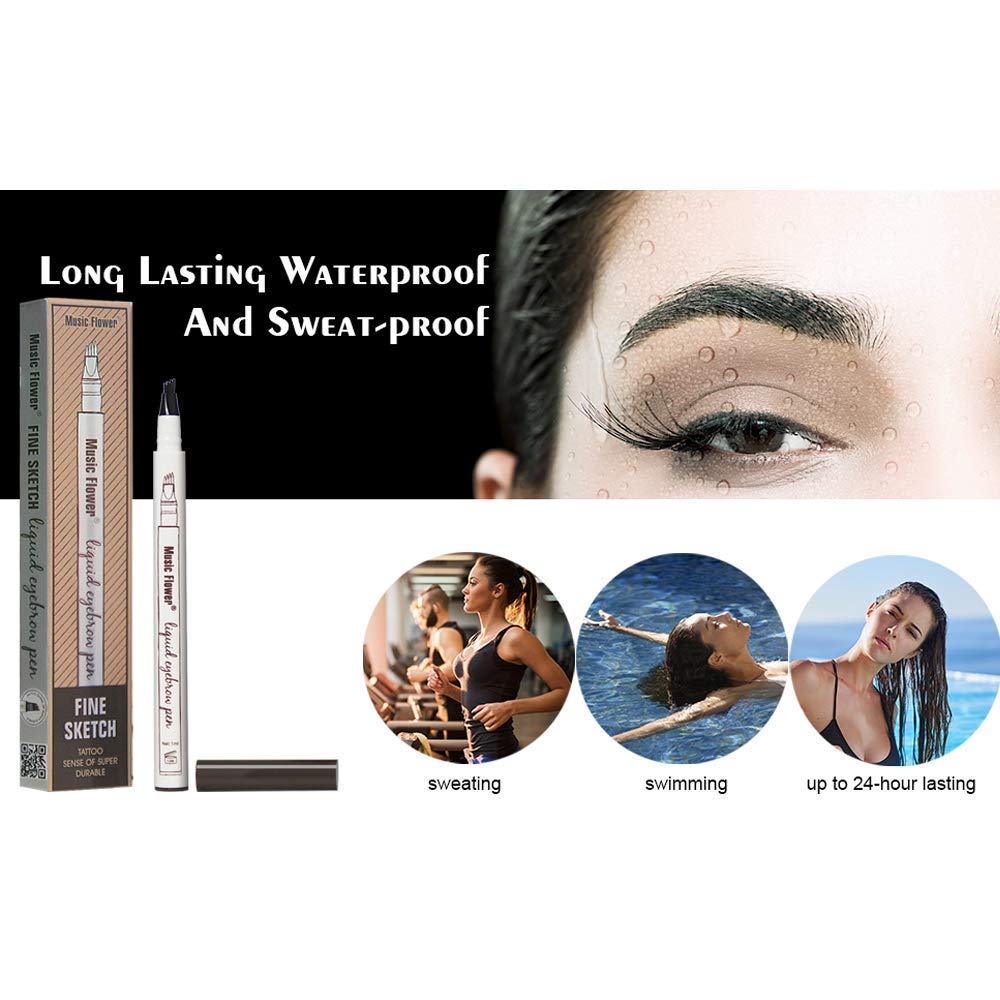 MoonKong 4-Point Eyebrow Pencil – Waterproof, Vegan, Includes Stencils & Razor