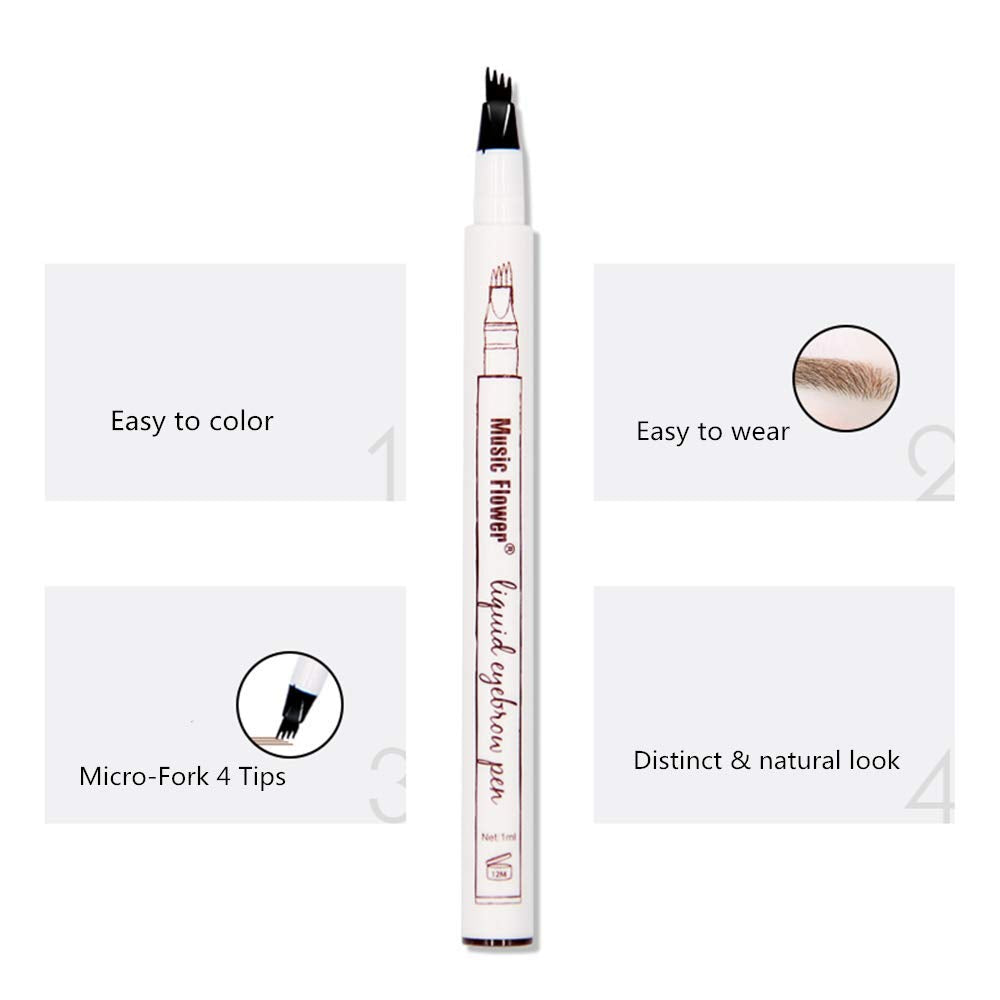 MoonKong 4-Point Eyebrow Pencil – Waterproof, Vegan, Includes Stencils & Razor