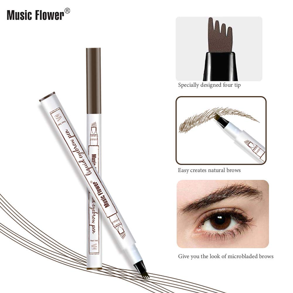 MoonKong 4-Point Eyebrow Pencil – Waterproof, Vegan, Includes Stencils & Razor