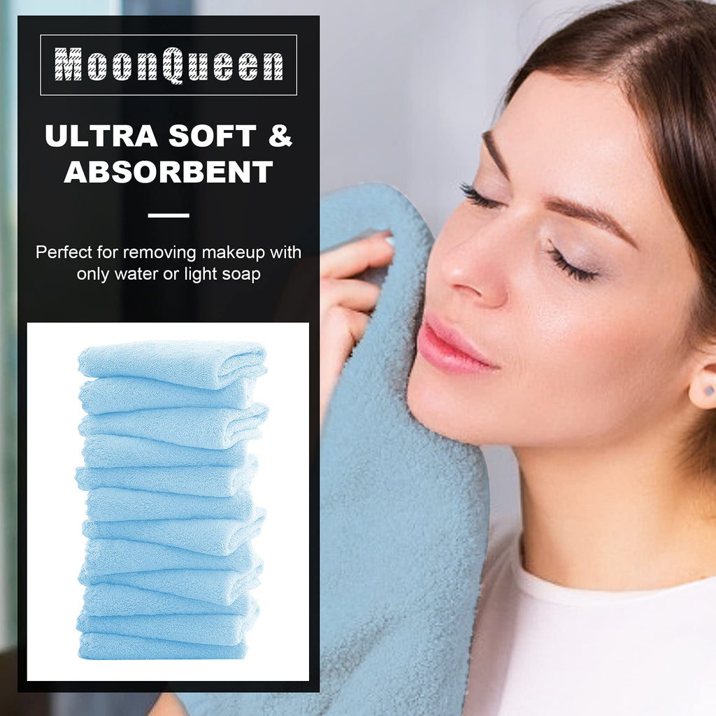 MOONQUEEN Microfiber Facial Cloths 12 Pack – Ultra Soft, Quick Dry Aquamarine