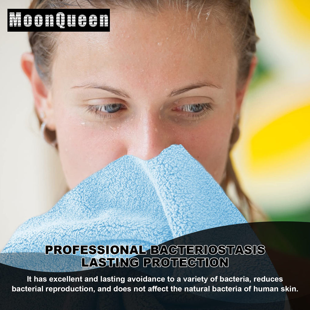 MOONQUEEN Microfiber Facial Cloths 12 Pack – Ultra Soft, Quick Dry Aquamarine