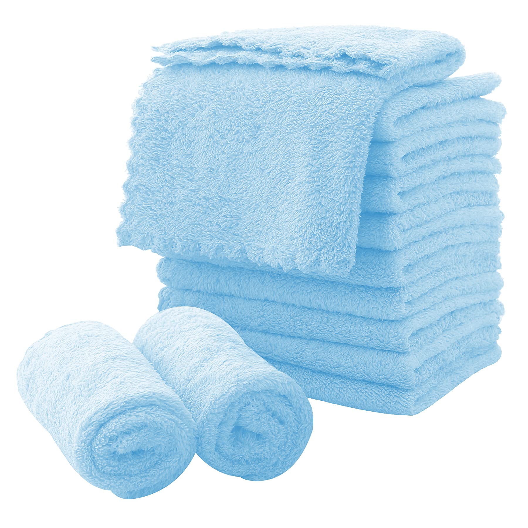 MOONQUEEN Microfiber Facial Cloths 12 Pack – Ultra Soft, Quick Dry Aquamarine