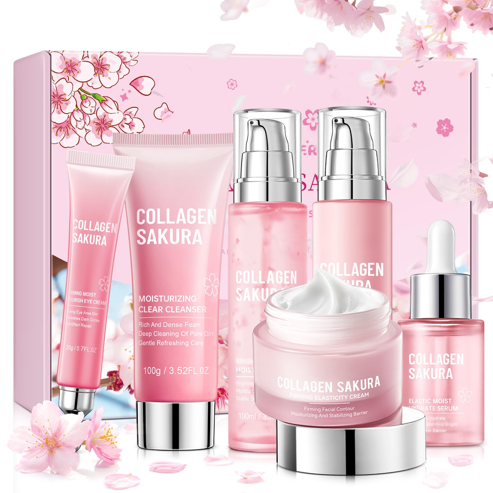 Mopayzer Collagen Sakura Skincare Gift Set | Cherry Blossom Kit for Teens & Women