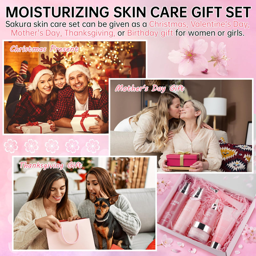 Mopayzer Collagen Sakura Skincare Gift Set | Cherry Blossom Kit for Teens & Women