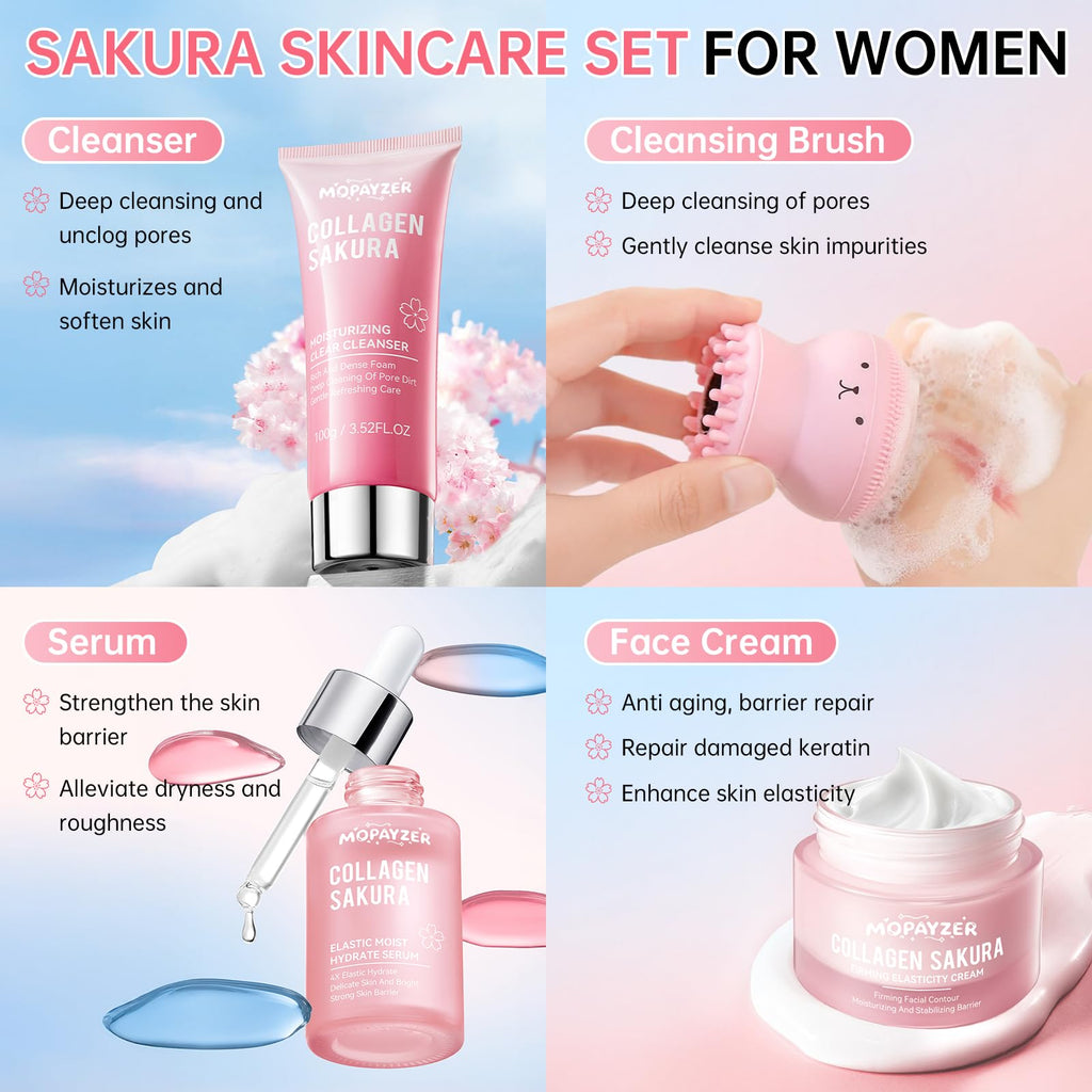 Mopayzer Sakura Teen Skin Care Set – 5-Piece Hydrating Routine for Teens 10–12