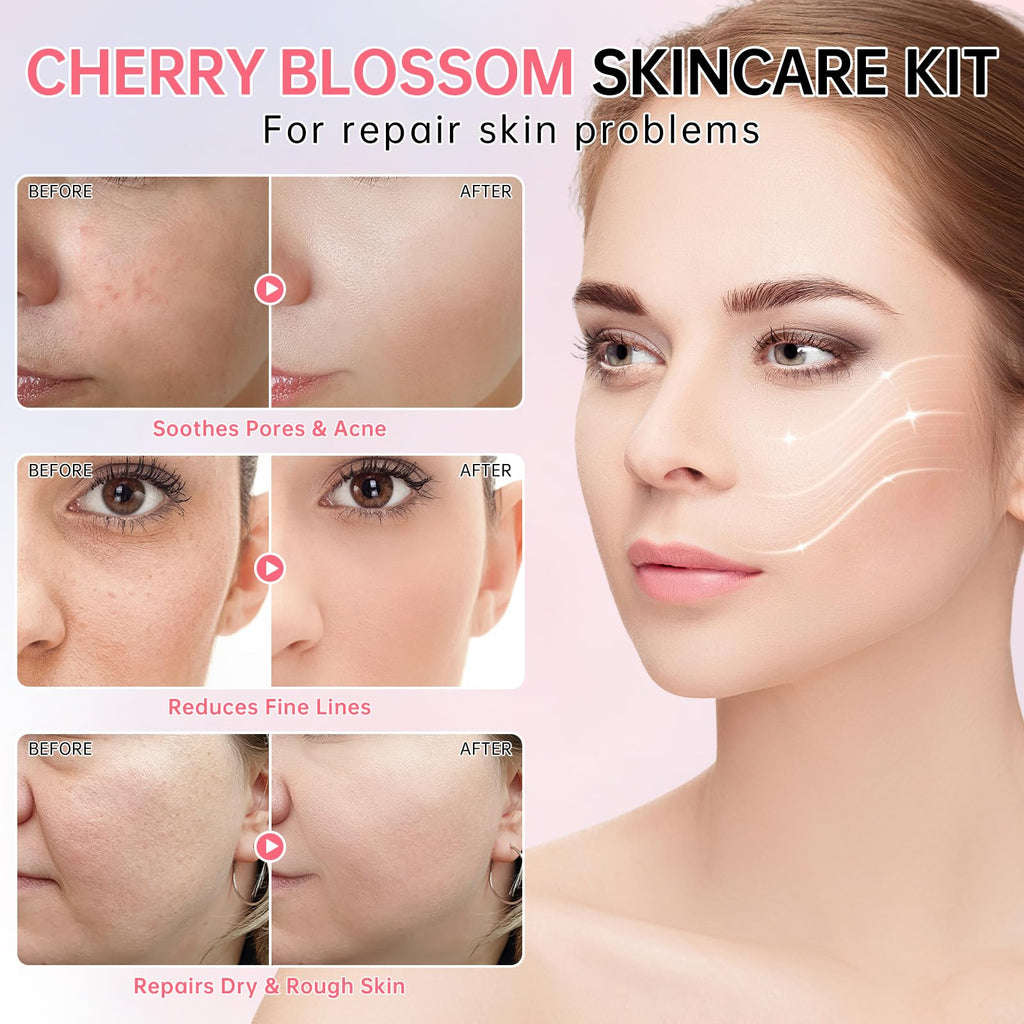 mopayzer Sakura Skin Care Set — Cherry Blossom 6-Piece Hydration & Repair Kit
