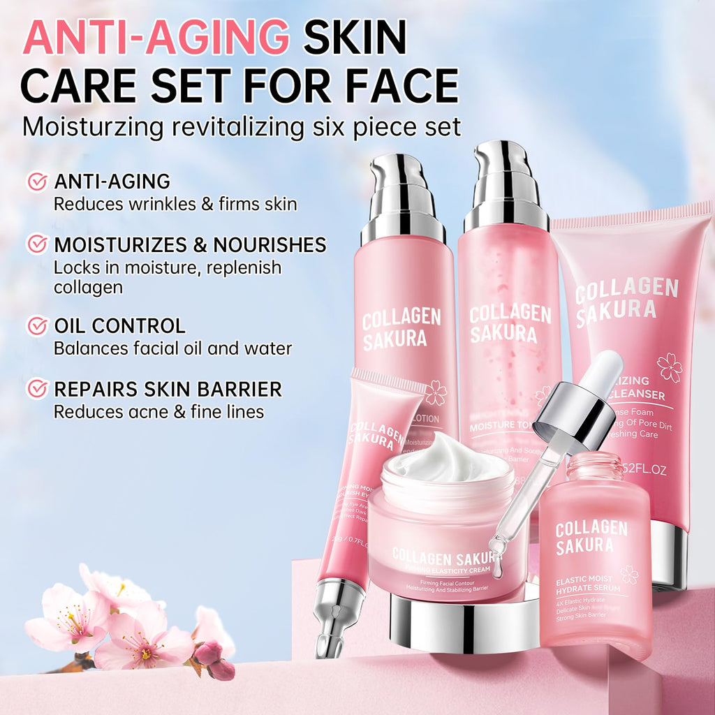 mopayzer Sakura Skin Care Set — Cherry Blossom 6-Piece Hydration & Repair Kit