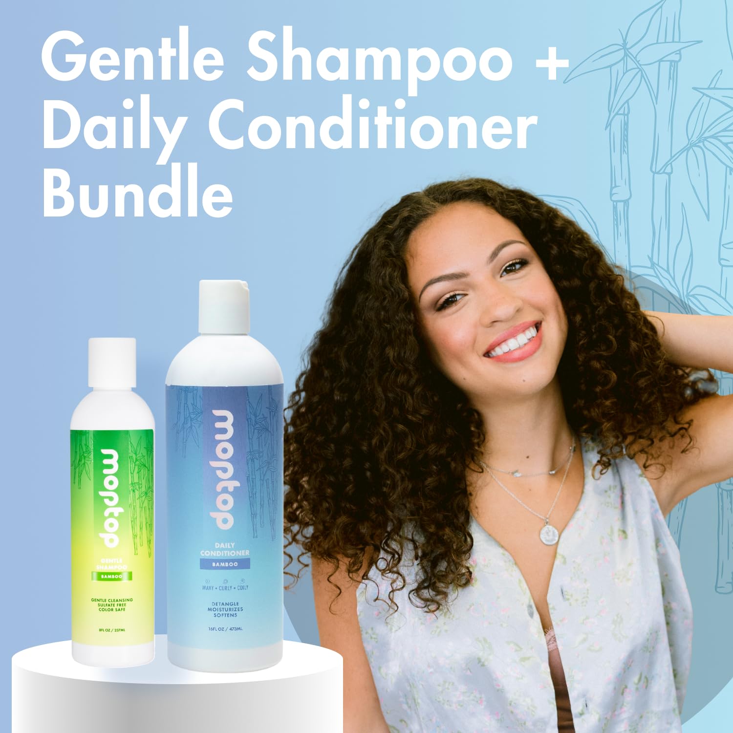 MopTop Sulfate Free Shampoo & Conditioner for Curly Hair – 2 Pack